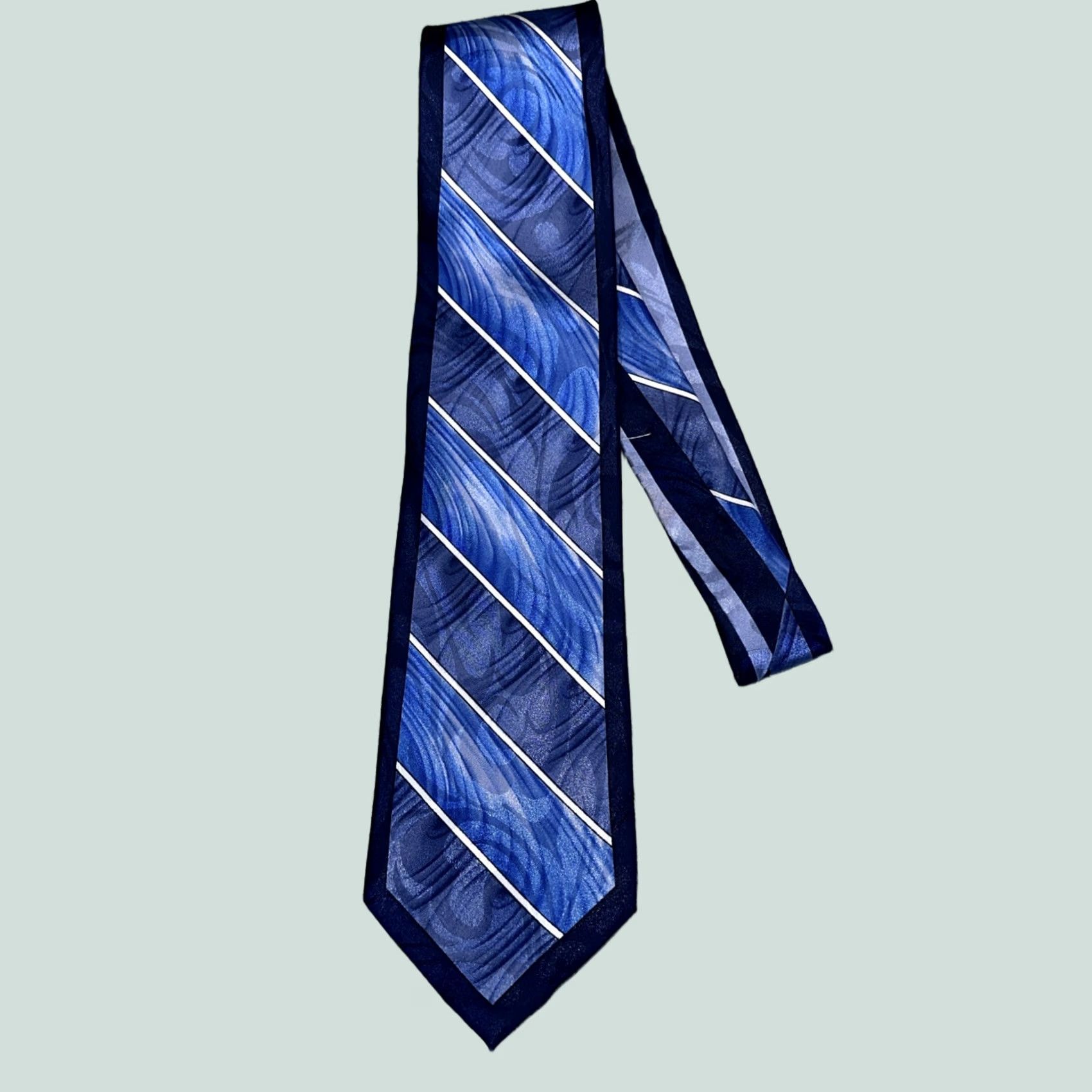 Vintage Clericci Tie Men Blue Striped 59 Inch Size ONE SIZE - 1 Thumbnail
