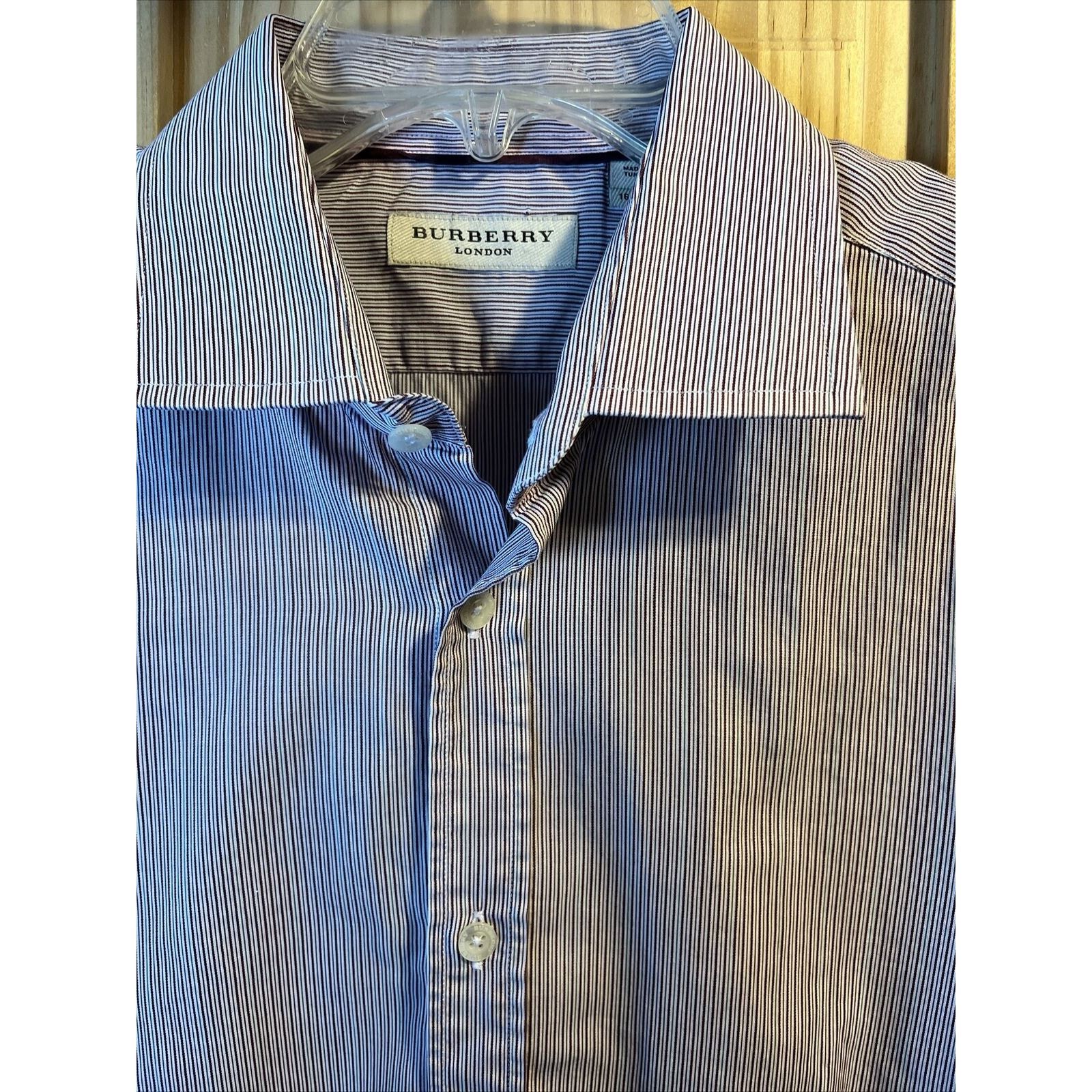 Burberry Burberry London Men’s 16.5 42 Red Striped LS Cotton Shirt Size US L / EU 52-54 / 3 - 8 Thumbnail