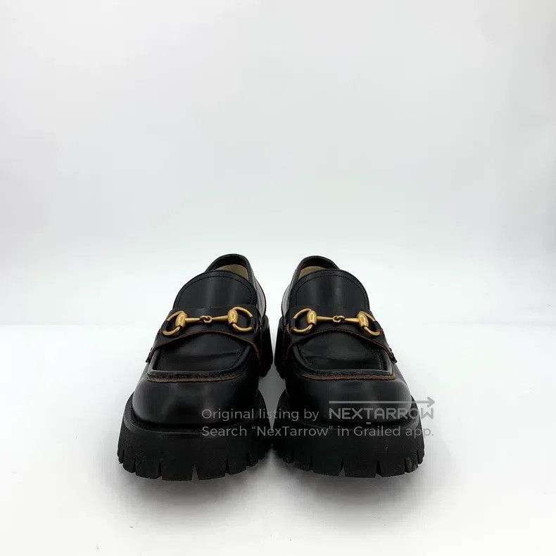 Gucci Black horse buckle thick-soled leather casual loafer