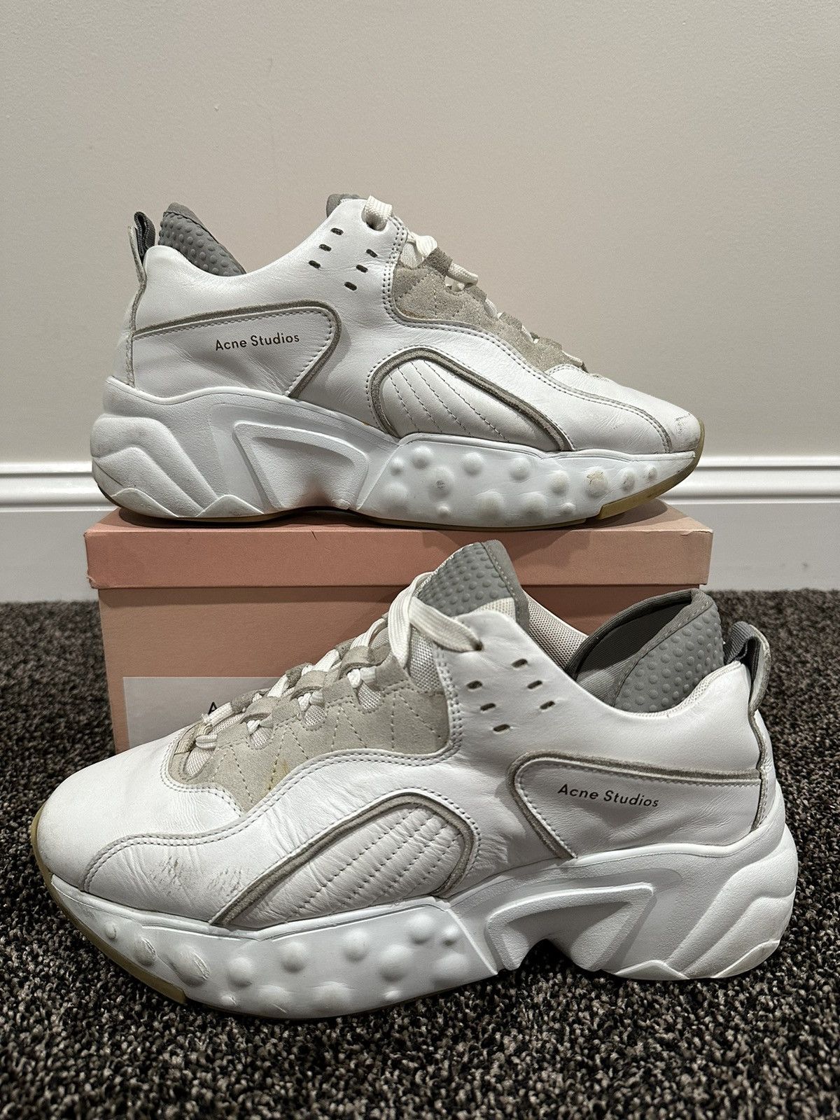Acne Studios Acne Studios Rockaway White Leather Chunky Sneakers Size US 8 / EU 41 - 1 Thumbnail