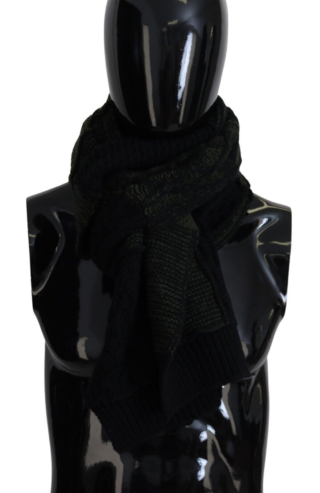 Dolce & Gabbana Elegant Wool Scarf in Black & Men's Green Size ONE SIZE - 1 Thumbnail