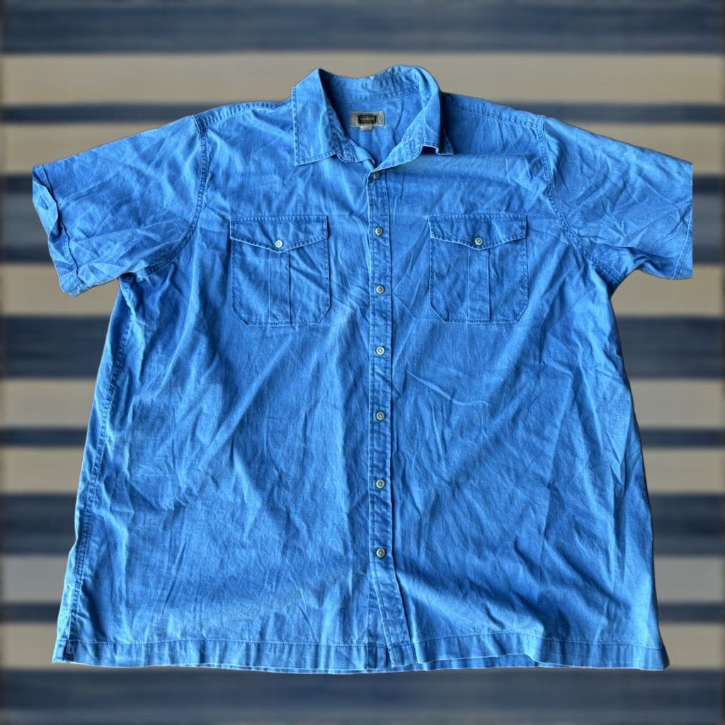 Vintage The Foundry Supply Button-Down Short Sleeve Shirt Men’s 3XL Blue Size US XXL / EU 58 / 5 - 1 Thumbnail