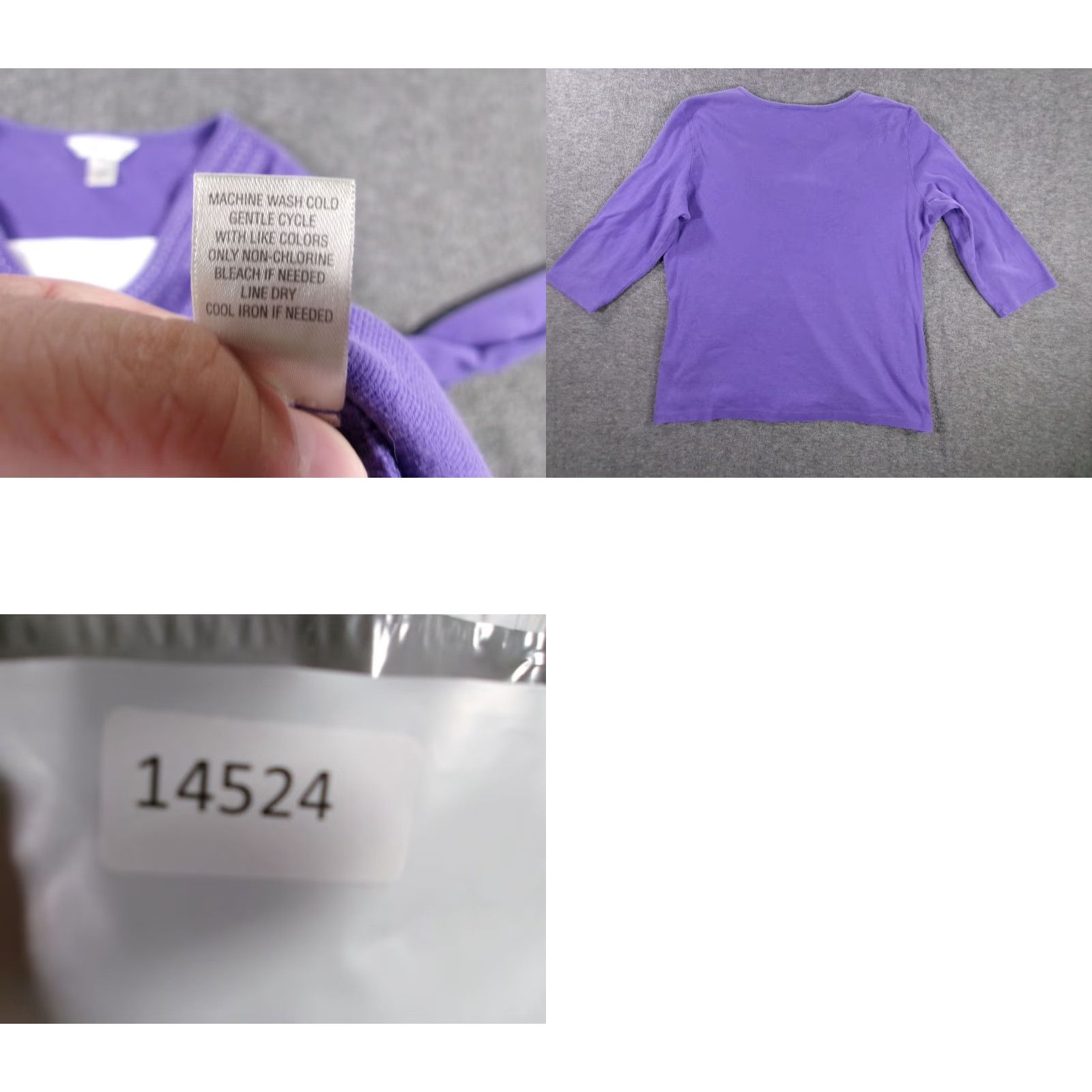 Vintage Christopher Banks Top Womens XL Purple V-Neck Embellished Rhinestone Blouse, 100% Cotton, 3/4 Sleeve, Classic Fit, Vintage: No, Adults Women Size XL / US 12-14 / IT 48-50 - 8 Thumbnail