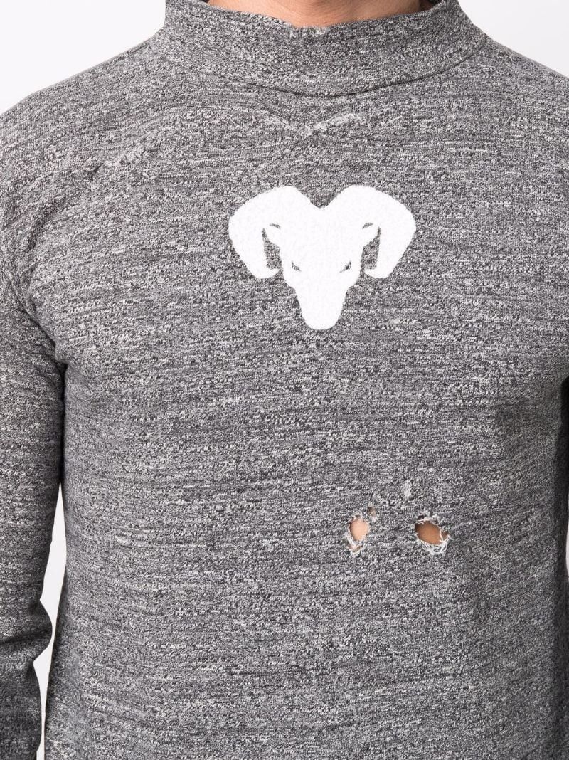 Maison Margiela o1y1124 Long Sleeves Distressed High Neck Jumper In Grey & W Size US M / EU 48-50 / 2 - 5 Thumbnail