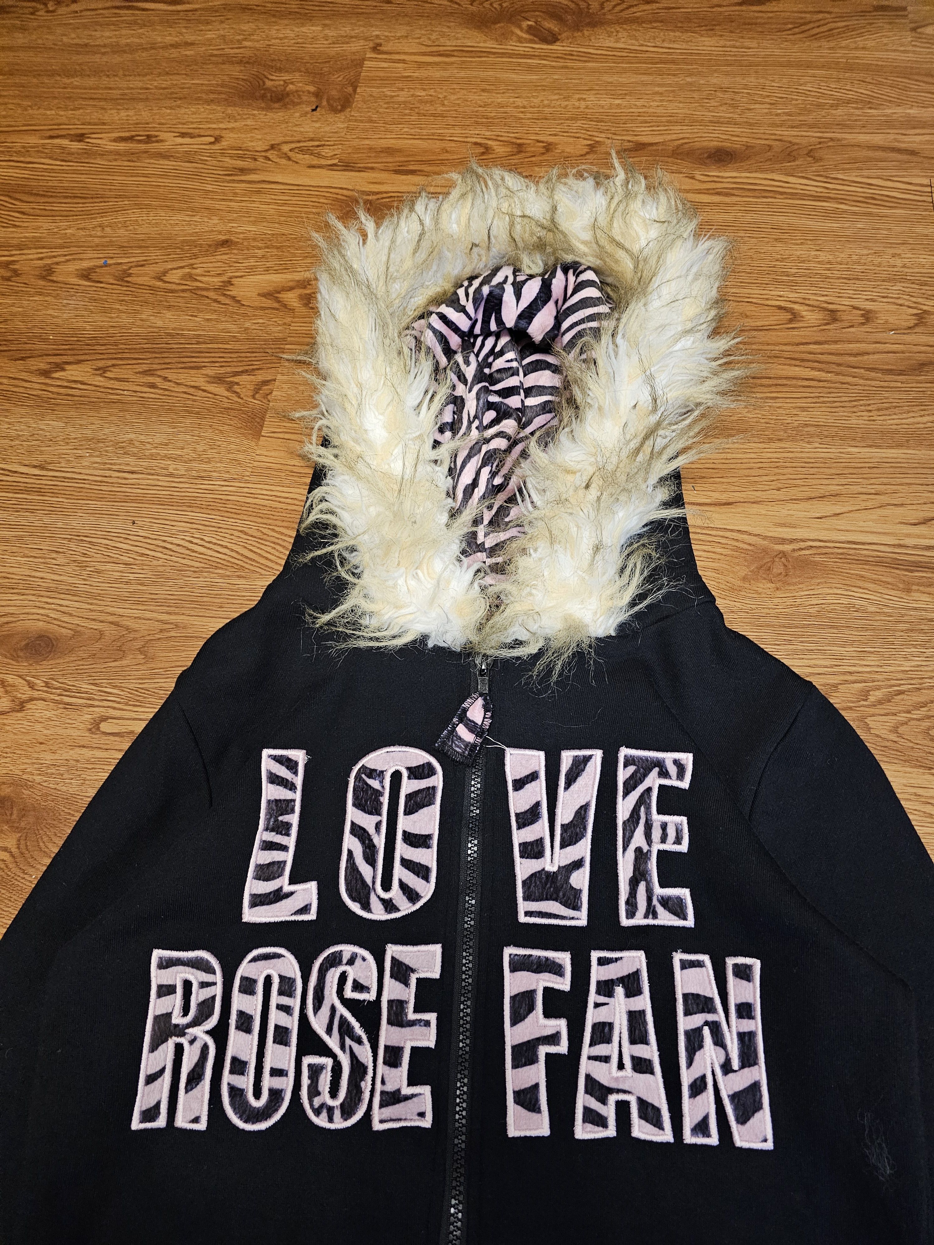 If Six Was Nine 2000s Faux Fur Rose Fan Fan Zip Hoodie Size US M / EU 48-50 / 2 - 4 Thumbnail