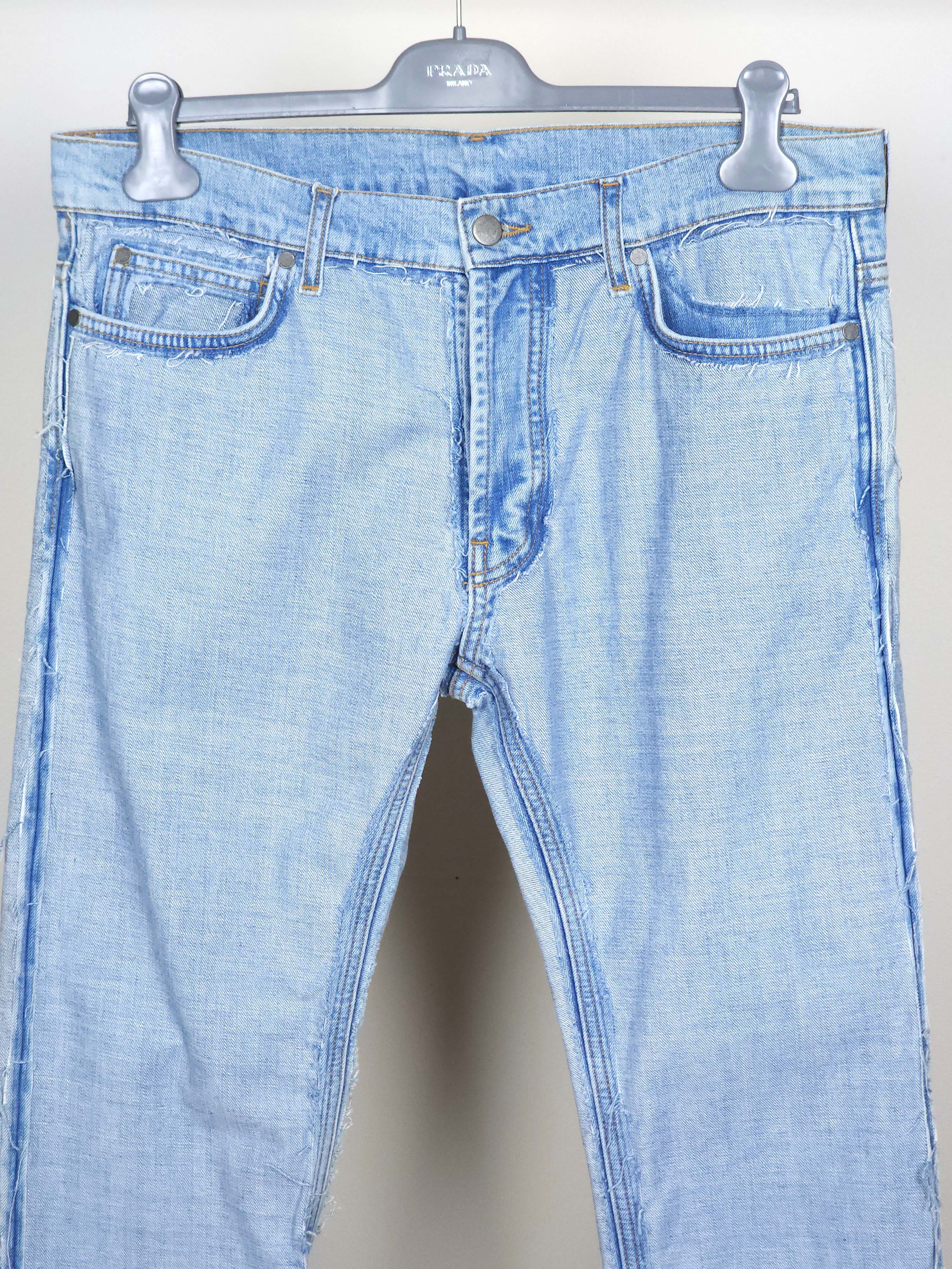 Maison Margiela S/S 2005 Re-Edition Inside Out Reverse Blue Jeans Pants Size US 34 / EU 50 - 3 Thumbnail