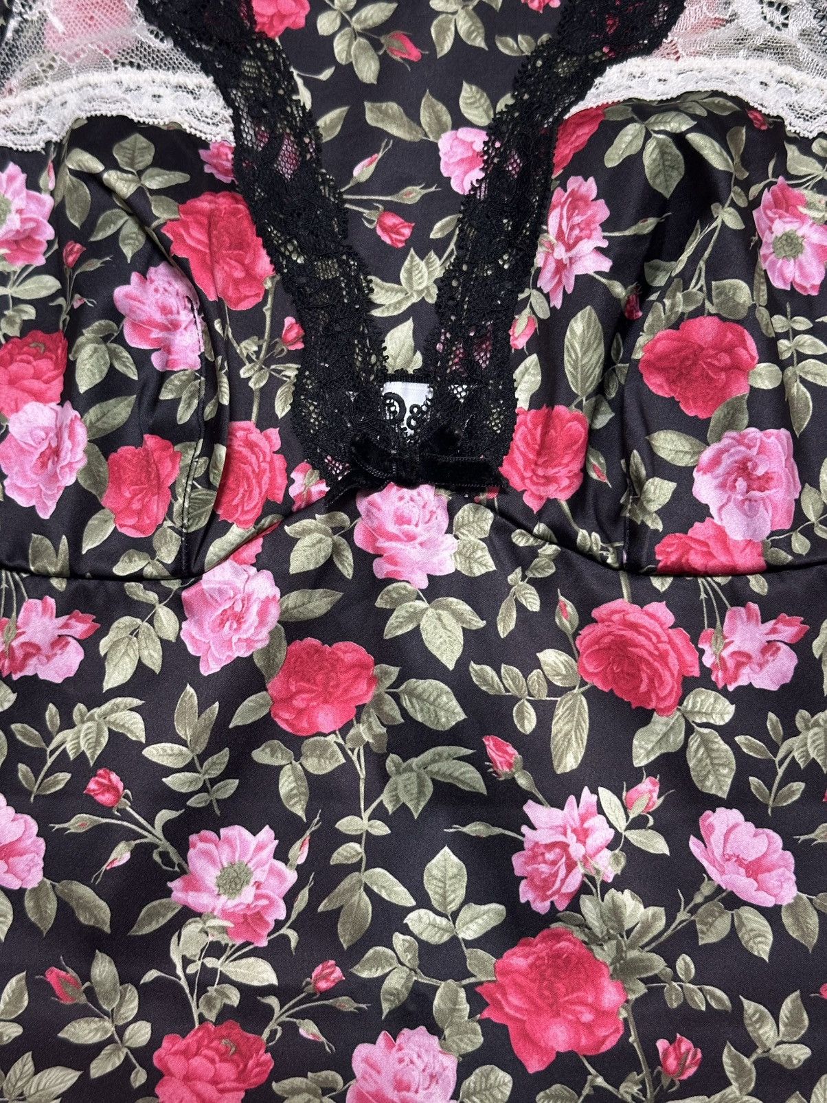 Dolce & Gabbana D&G Floral Print Lace Trim Camisole Mini Dress Size M / US 6-8 / IT 42-44 - 3 Thumbnail