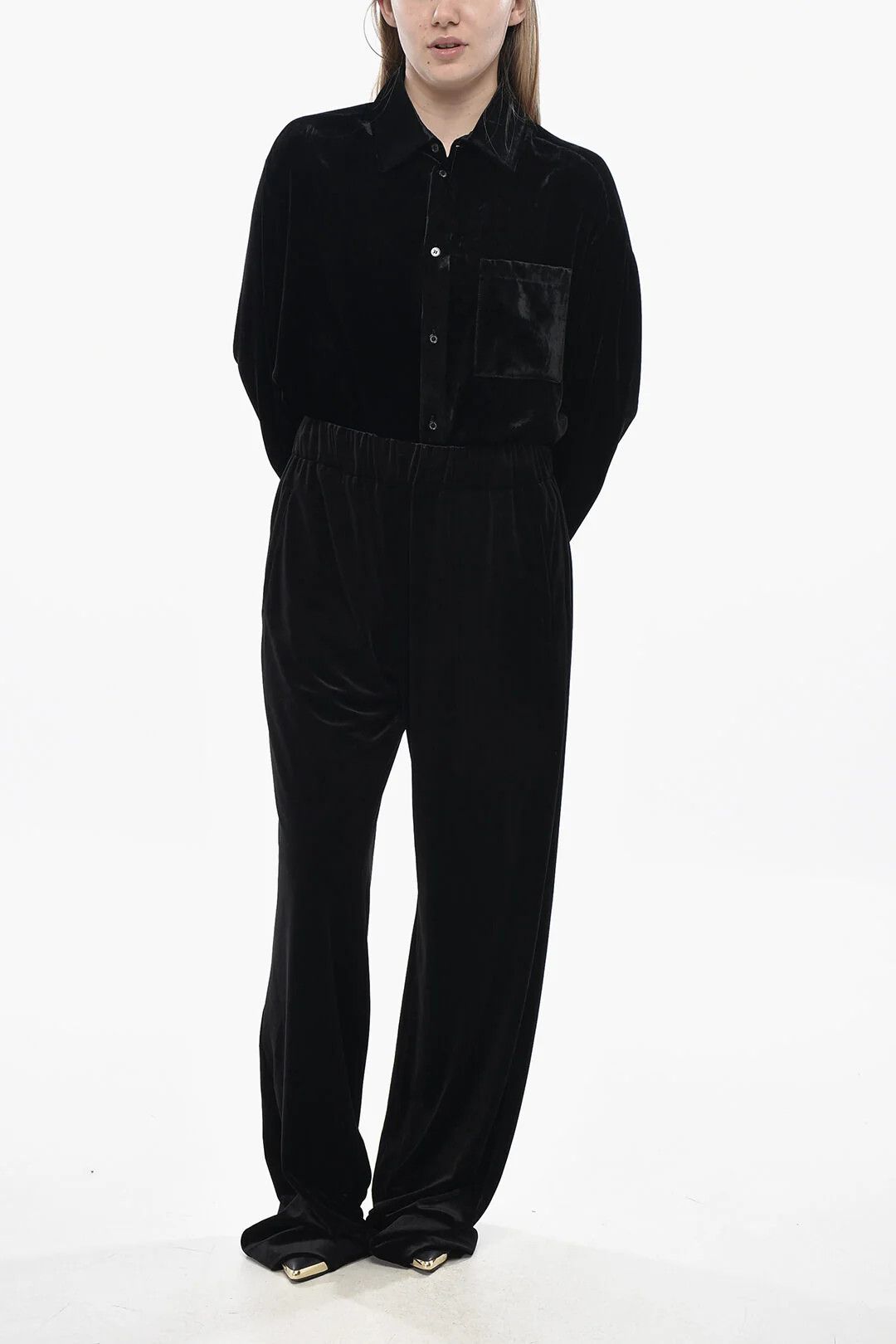 Dolce & Gabbana og1mm0426 Velour Pant in Black Size 30" / US 8 / IT 44 - 4 Thumbnail