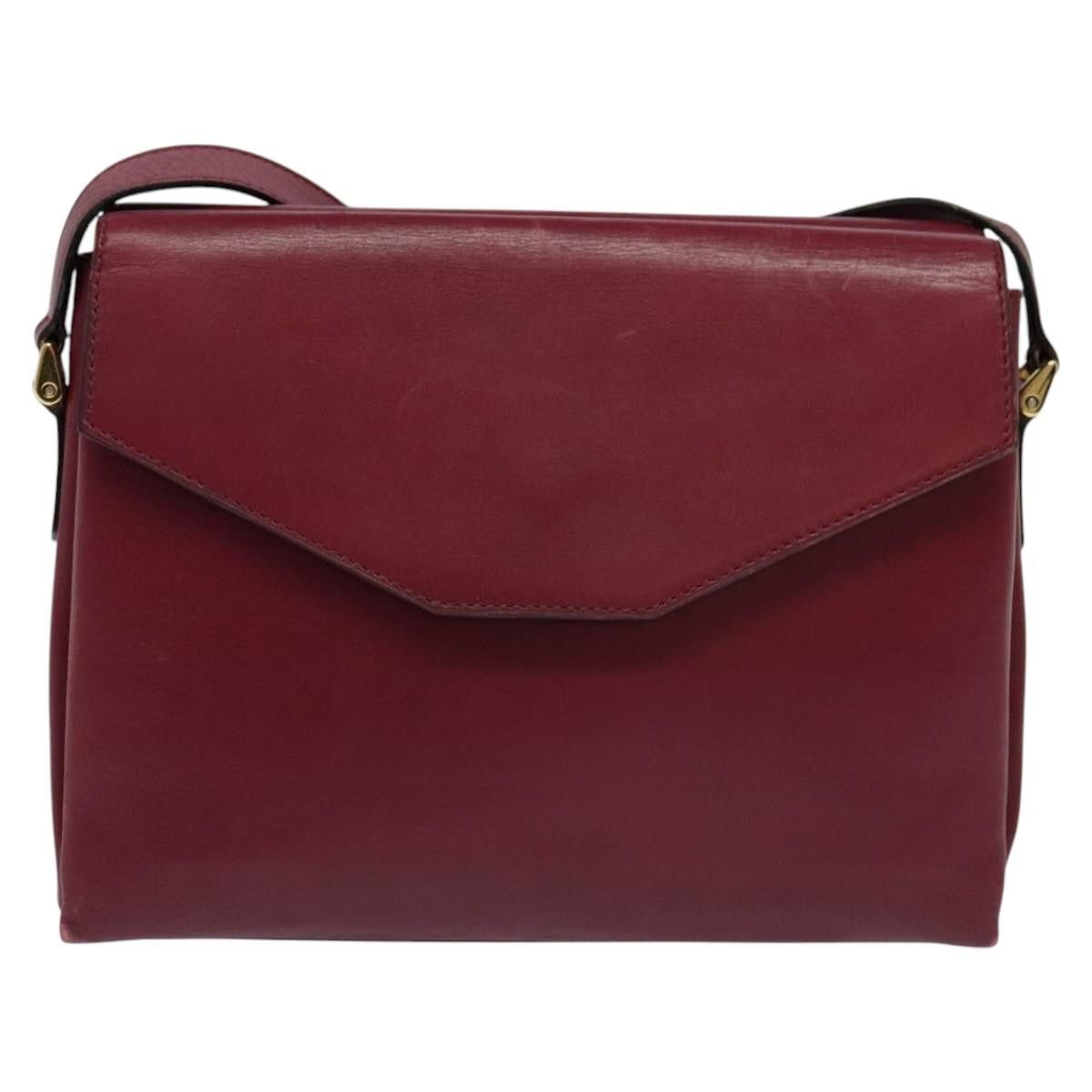 Celine CELINE Shoulder Bag Leather Wine Red Gold Size ONE SIZE - 2 Thumbnail