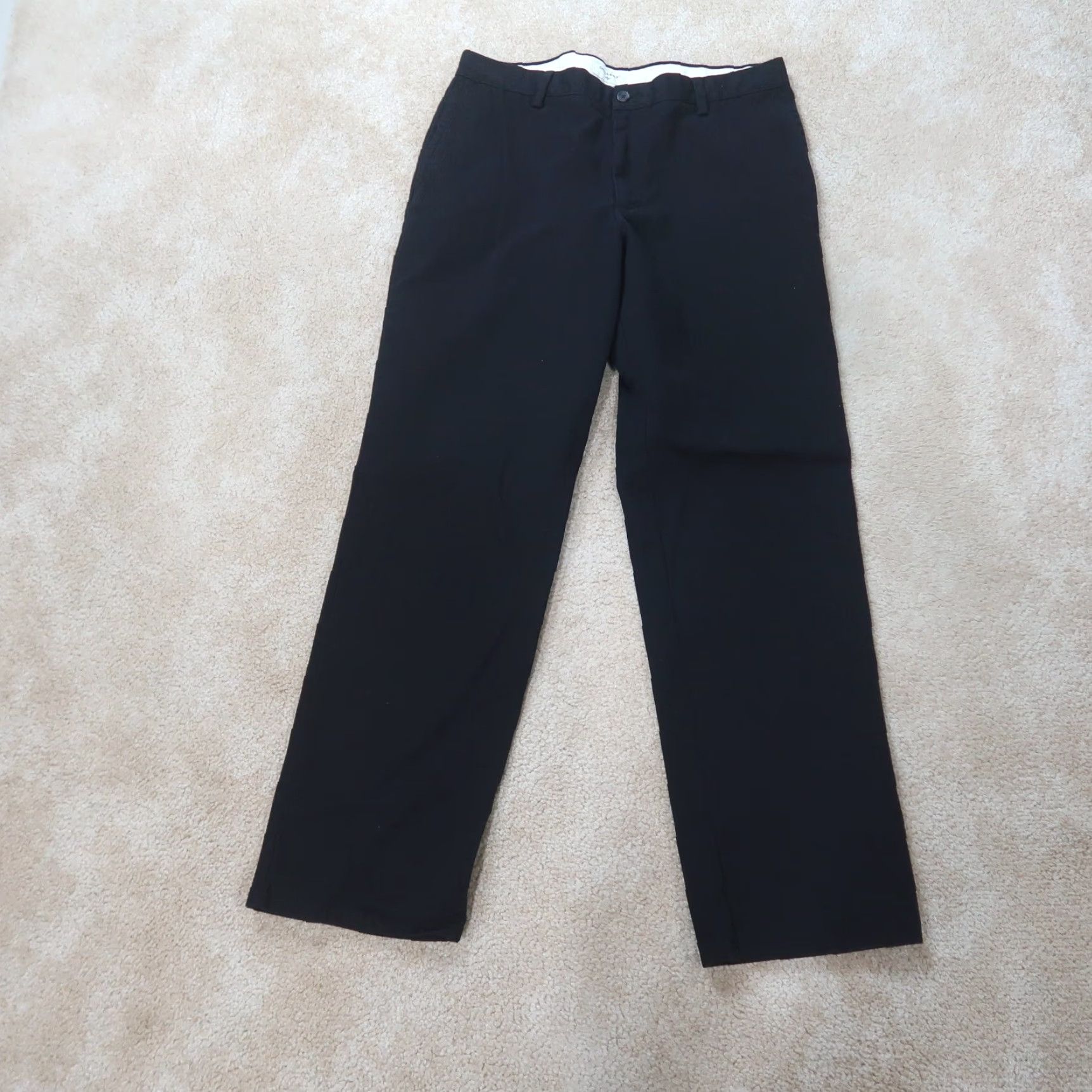 Dockers VINTAGE Dockers Straight Fit Pants Men's 36x34 Black Khaki 5-Pocket Design Flat Front Denim Knit Cotton Blend Zip Button Regular 80s 90s American Mens Size US 36 / EU 52 - 2 Thumbnail