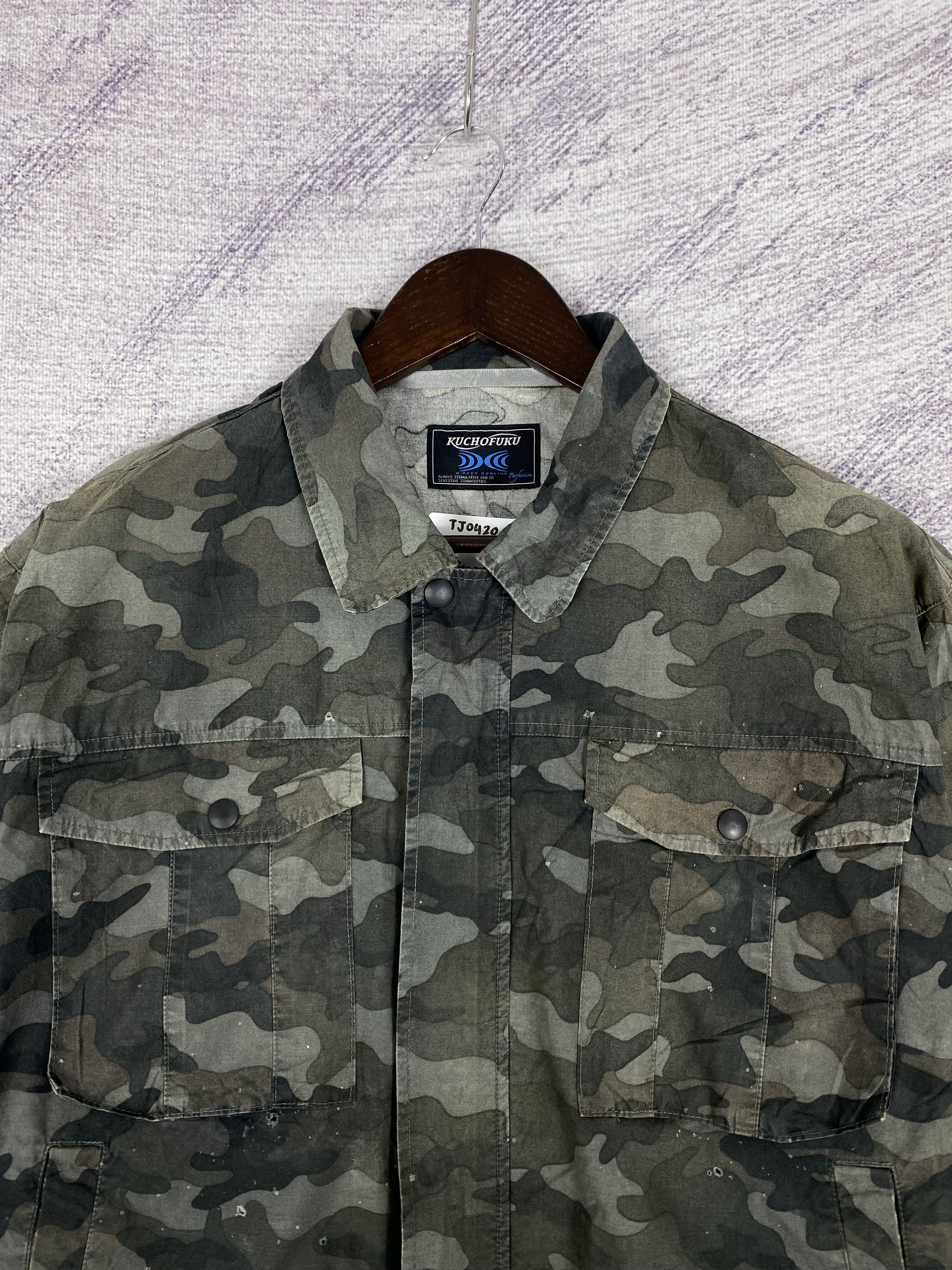 Japanese Brand Vintage Kuchofuku Camo Zip Up Plain Canvas Jacket Size US L / EU 52-54 / 3 - 2 Thumbnail