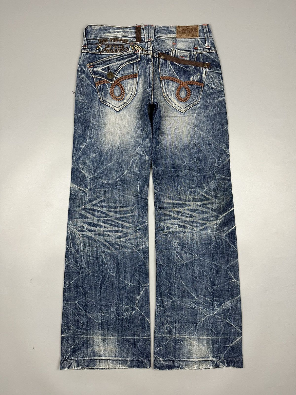 🔥Rare🔥Red Pepper Whiskered Baggy Flared Jeans