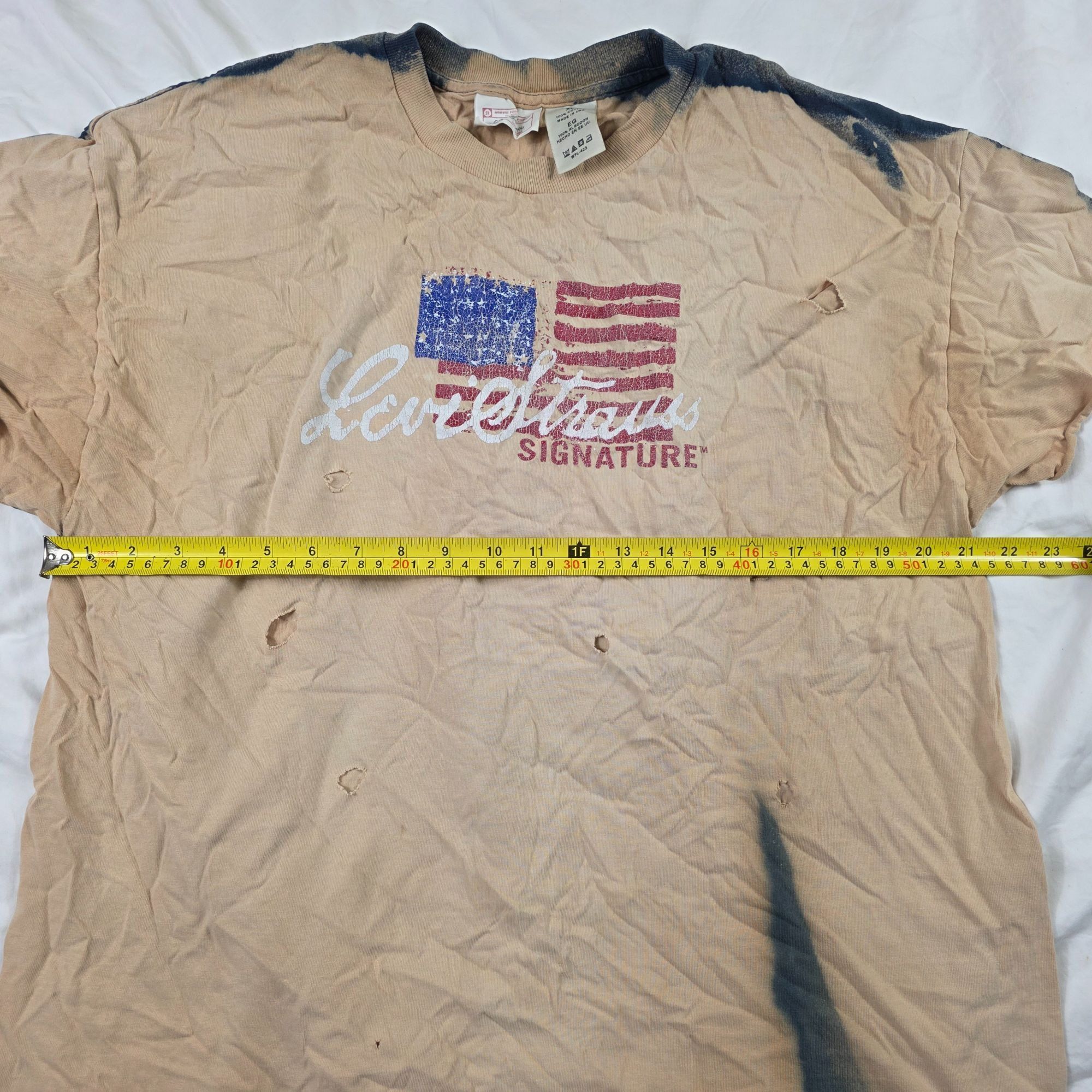 Levi's Vintage Levi Strauss Mens XL Beige Graphic USA Flag Distress Size US XL / EU 56 / 4 - 6 Thumbnail