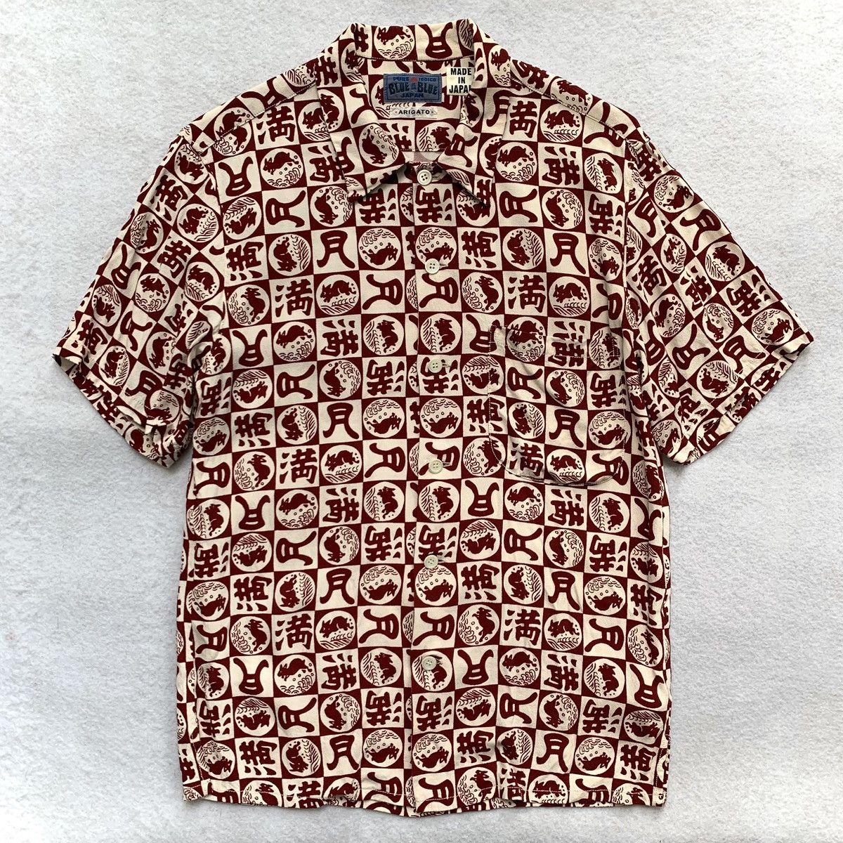 Blue Blue Japan 2000s BLUE/BLUE Moon Kanji Print Shirt Size US S / EU 44-46 / 1 - 1 Thumbnail