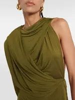 Saint Laurent Paris o1s1wg111124 Hooded Dress in Crepe Jersey in Green Size M / US 6-8 / IT 42-44 - 6 Thumbnail