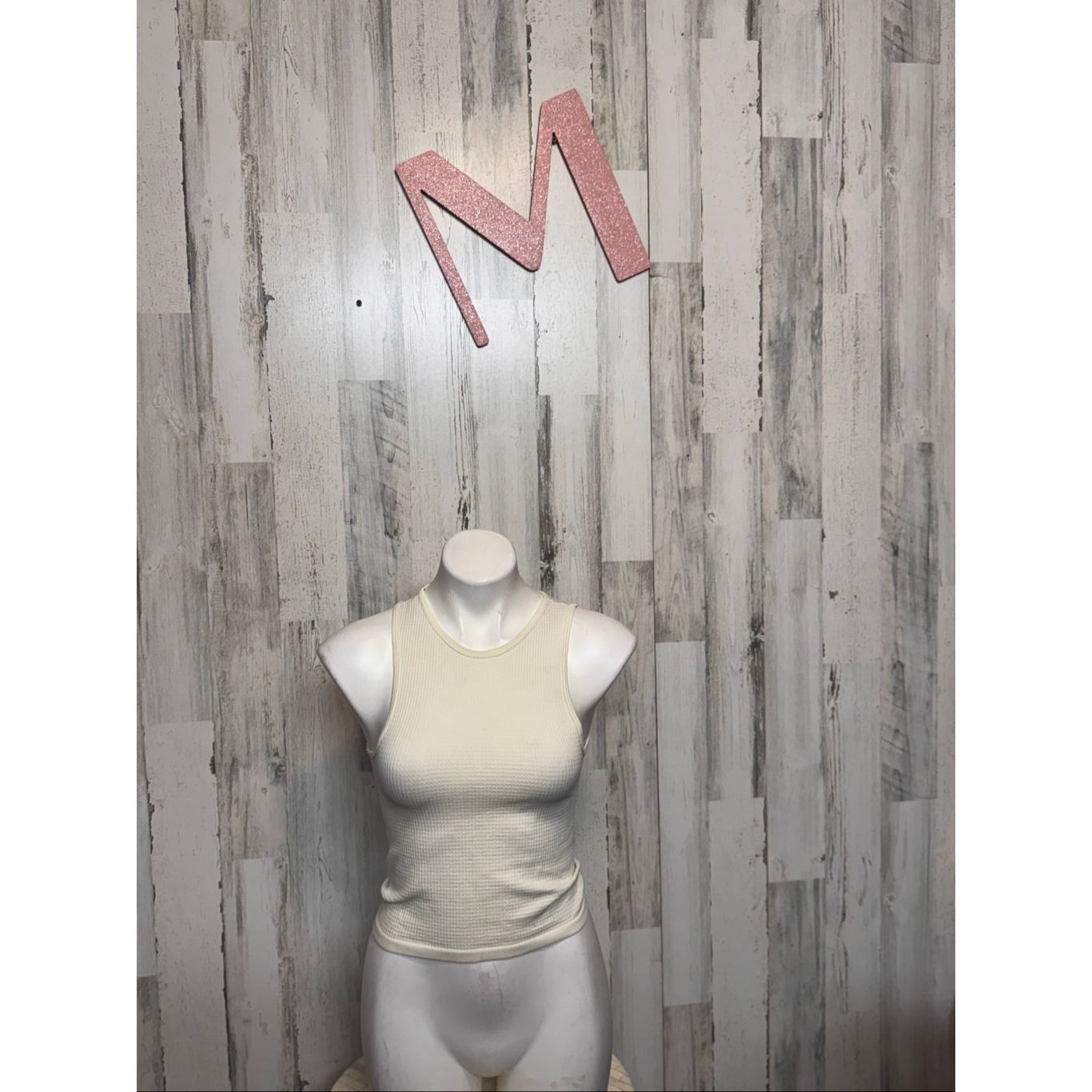 Other Poof New York Ribbed Tank Top | Cream Sleeveless Stretchy Fi Size M / US 6-8 / IT 42-44 - 1 Thumbnail