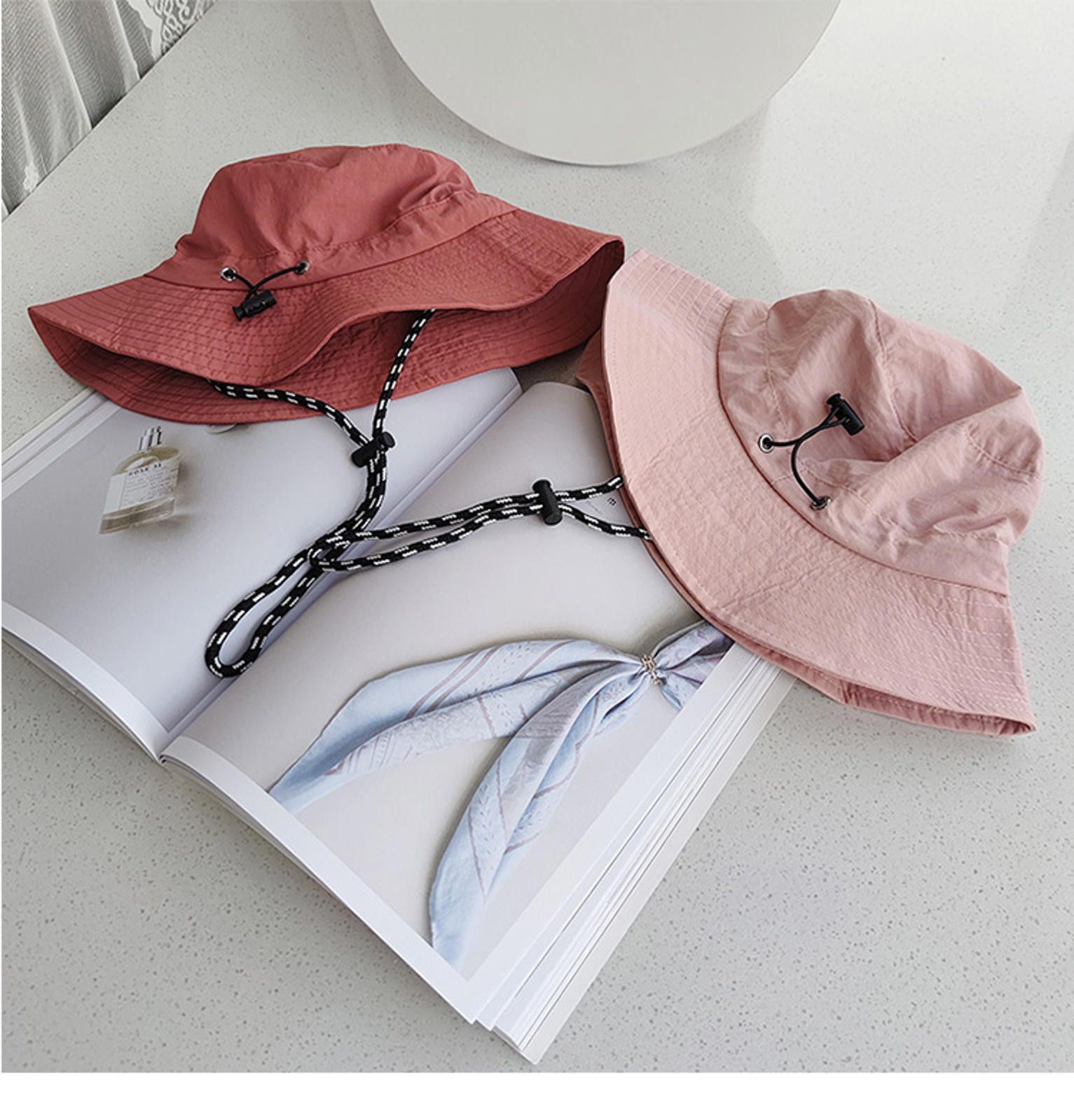 Other Trendy Pink Bucket Hat with Adjustable Strap Size ONE SIZE - 2 Thumbnail