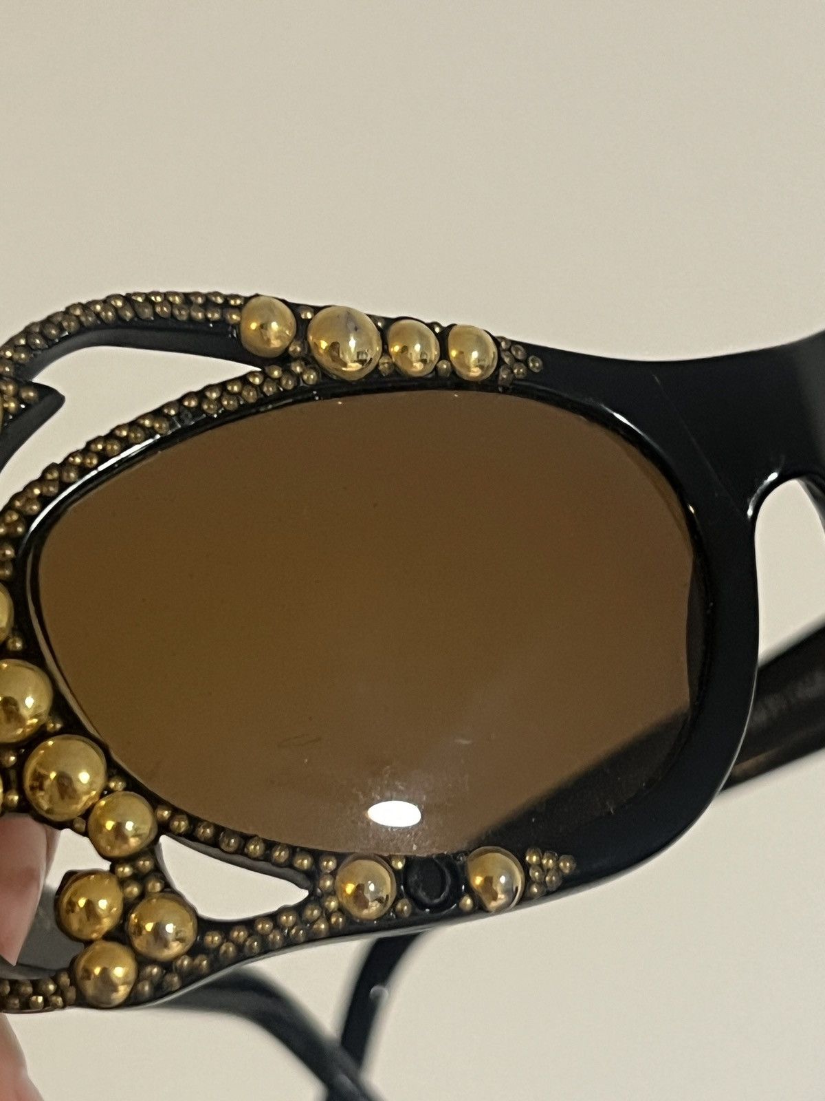 Emmanuelle Khanh Vintage Emmanuelle Khanh Golden Studded Sunglasses Size ONE SIZE - 8 Thumbnail