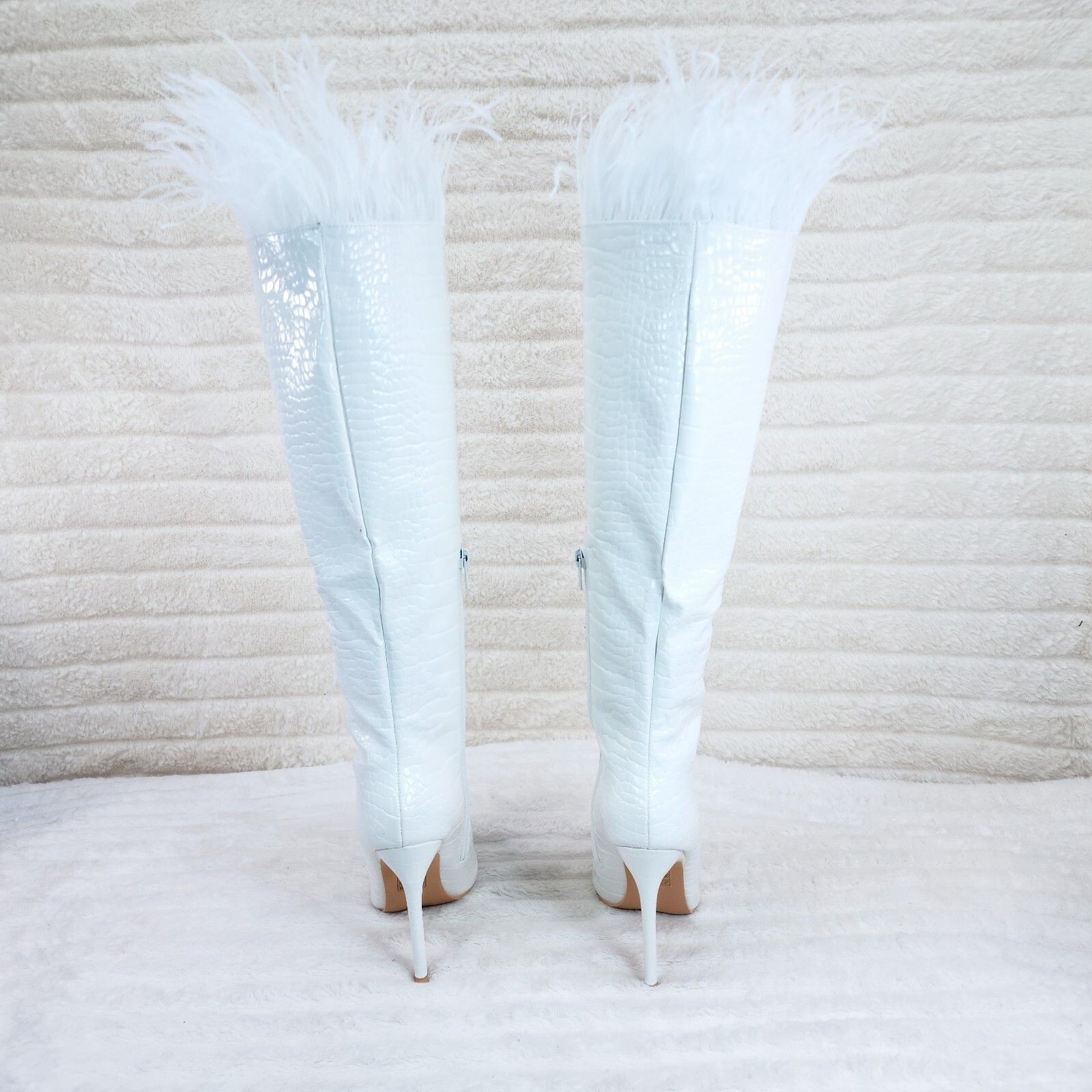 Other Flirty White Snake Texture Knee High Heel Stiletto Boots Sex Size US 6 / IT 36 - 3 Thumbnail