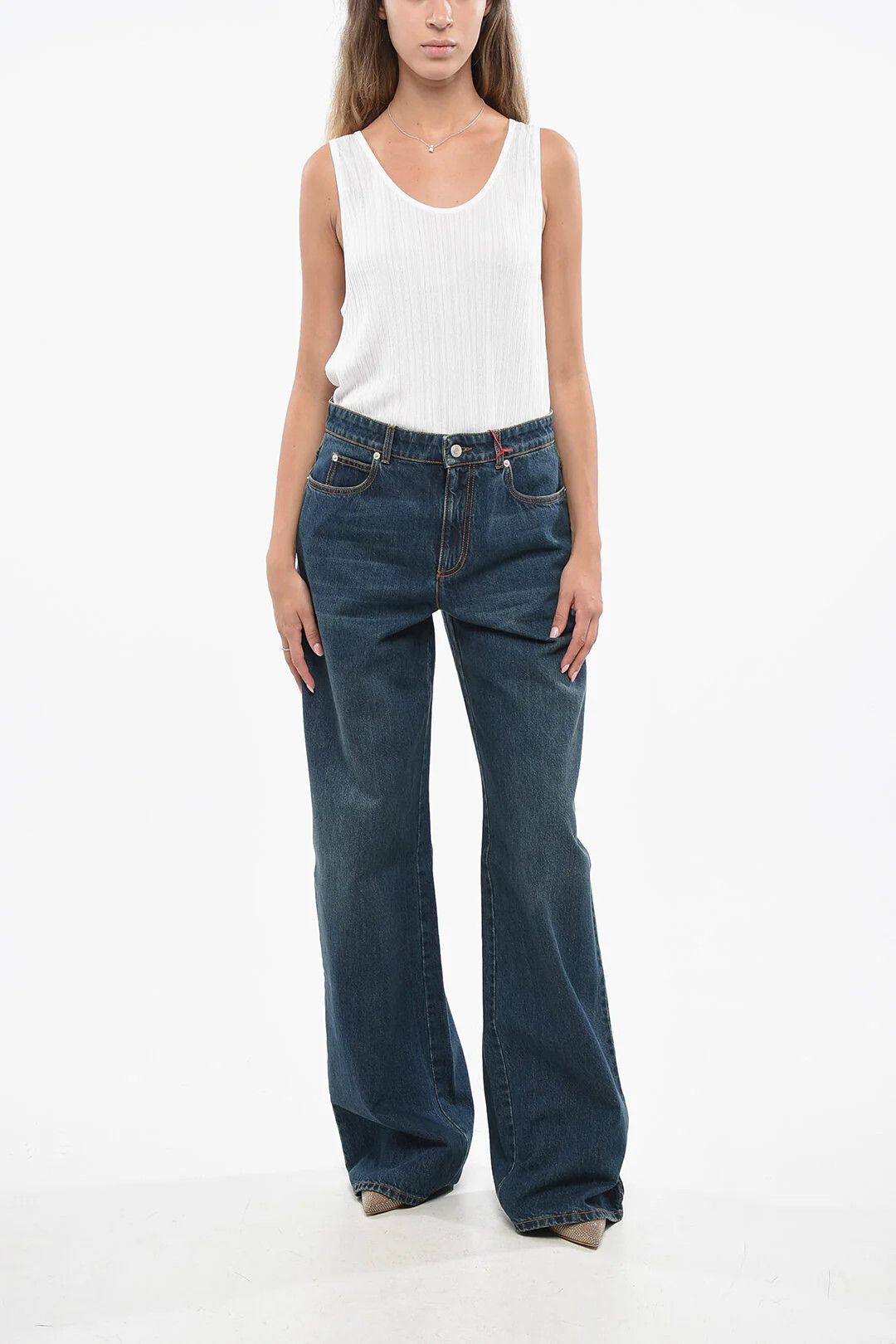 Alexander McQueen og1mm0426 High-Waist Wide-Leg Jeans in Blue Size 27" / US 4 / IT 40 - 4 Thumbnail