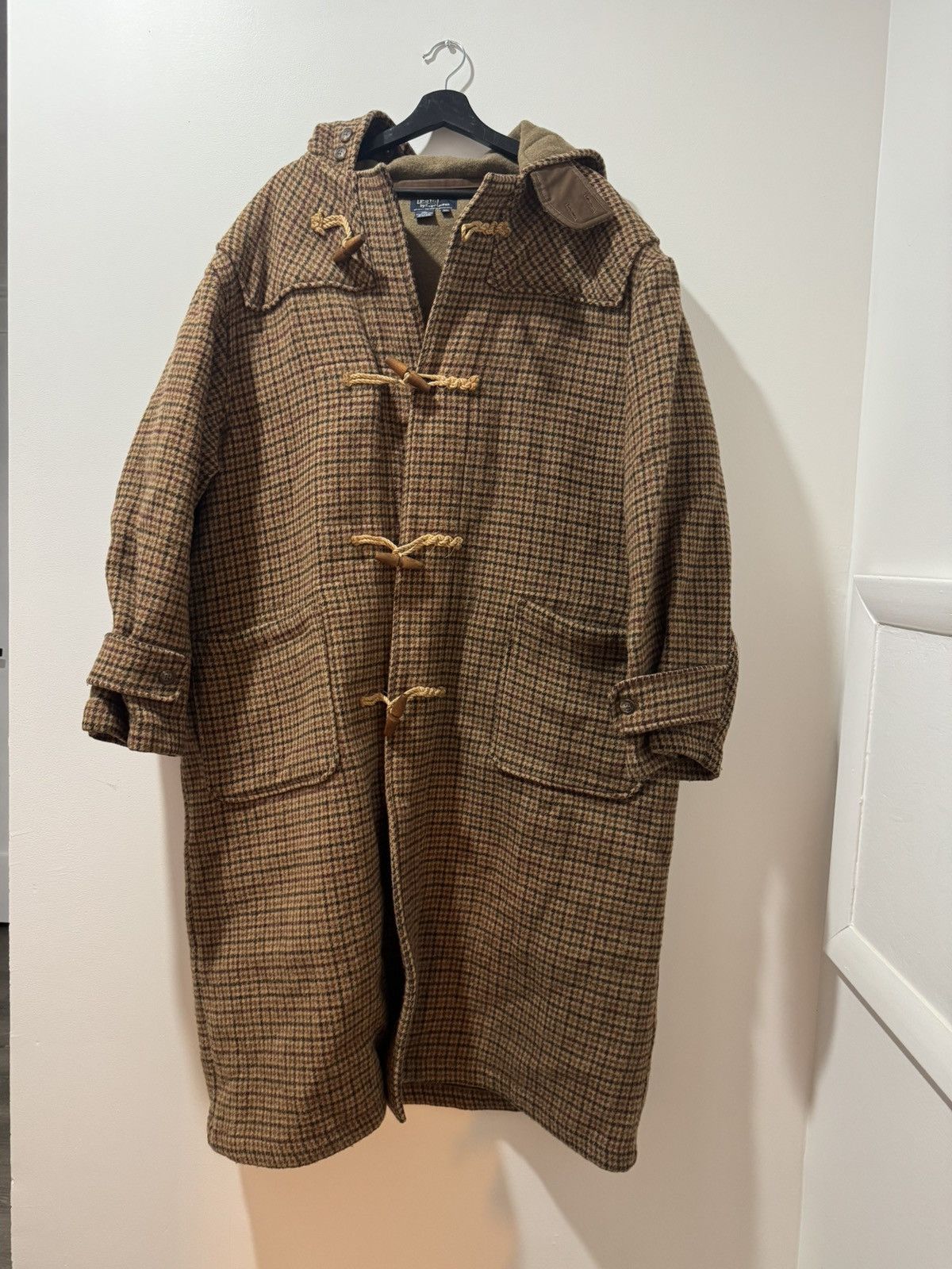 Polo Ralph Lauren Vintage 1990 Polo Ralph Lauren Houndstooth Duffel Coat Size US XL / EU 56 / 4 - 1 Thumbnail