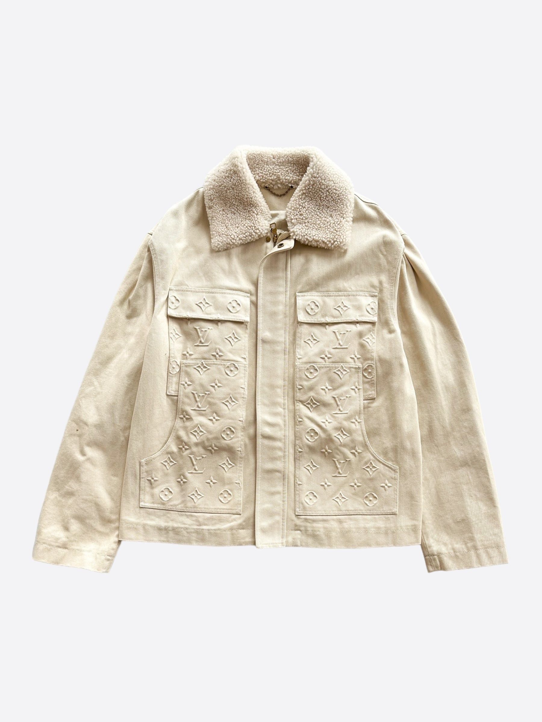 image of Louis Vuitton Beige Monogram Workwear Sherpa Jacket, Men's (Size 2XL)