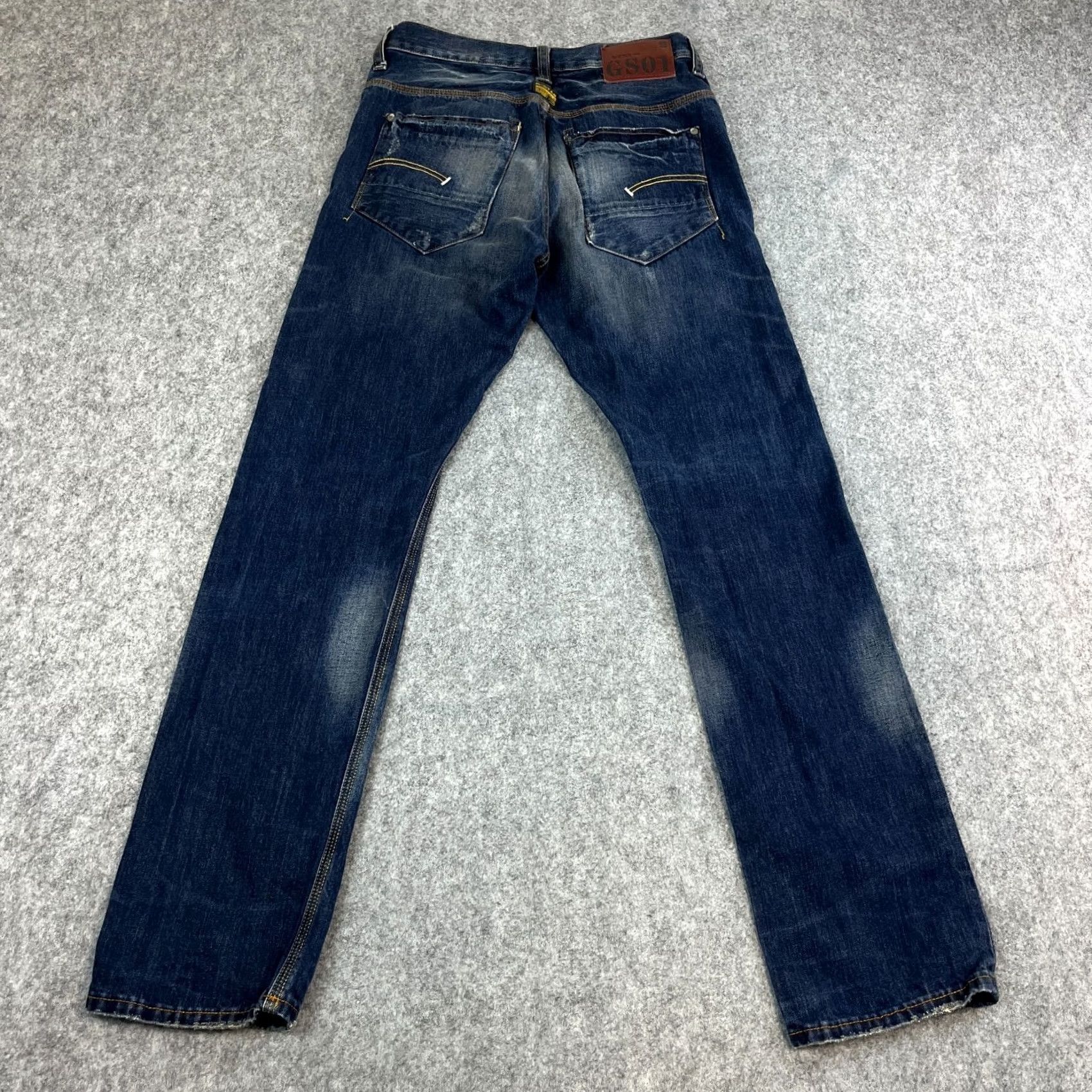 G-Star G Star Jeans Slim Tapered 29 32 Dark Wash Blue Stretch Whiskers Fades Jeans Mens Slim 29 Blue 5-Pocket Denim Cotton G-Star 3301 Fashion Vintage: No Size US 29 - 2 Thumbnail