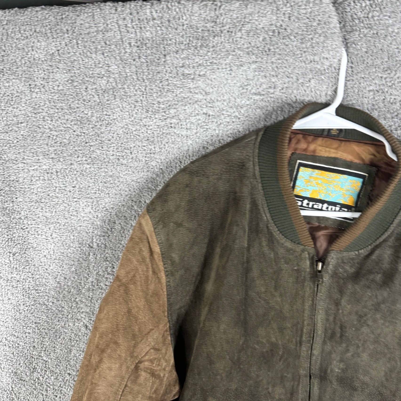 Vintage Stratojac Jacket Mens XL Leather Bomber Full Zip Insulated Outdoor Brown Green Size US XL / EU 56 / 4 - 5 Thumbnail