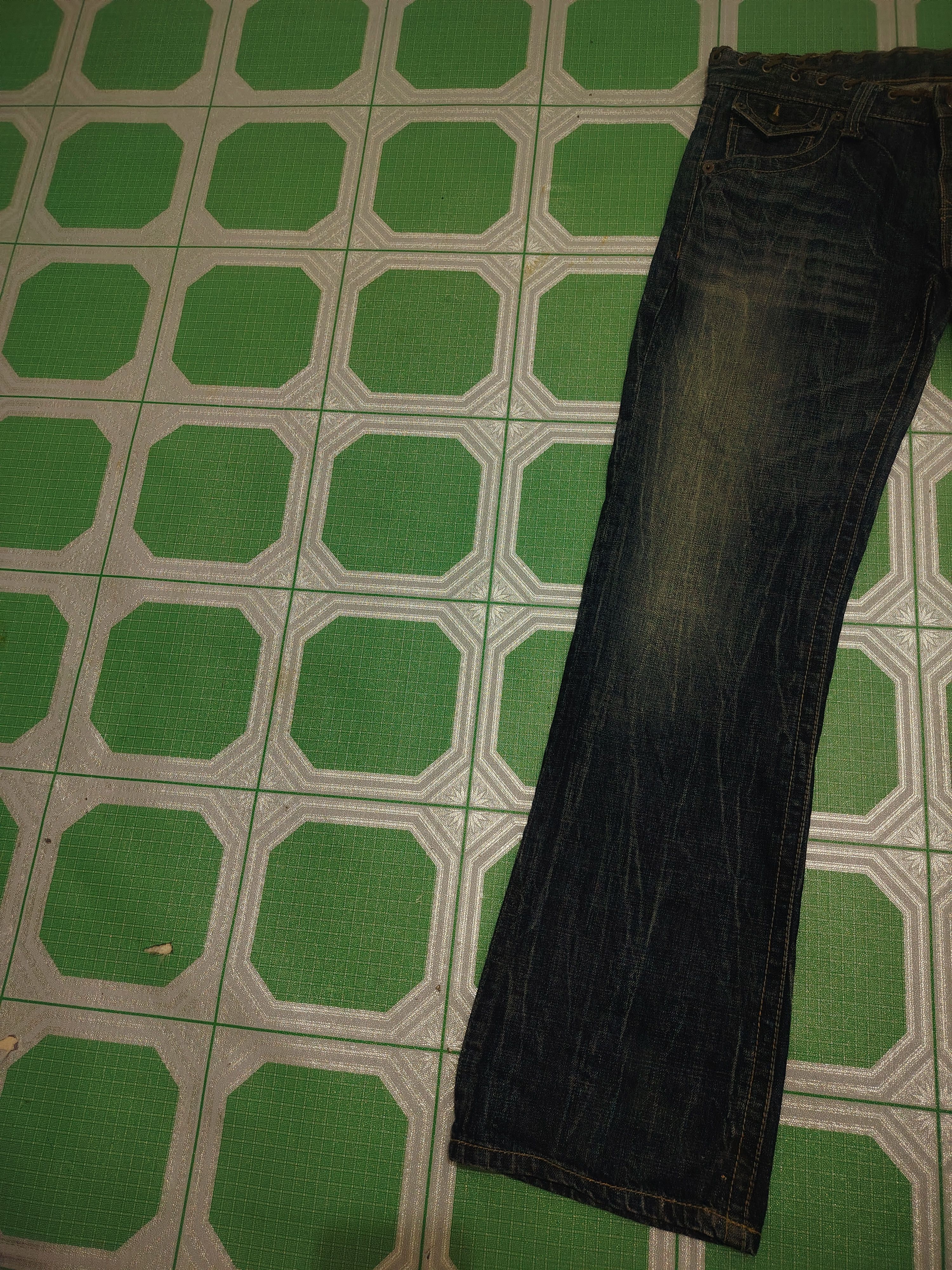 Who Decides War Japanese Army of no! Lace Waist & pocket Flared Jeans Size US 33 - 4 Thumbnail