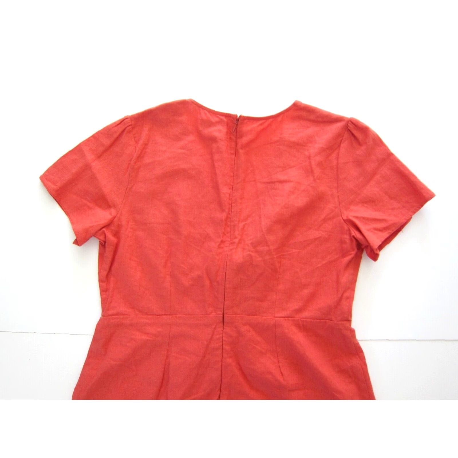 Vintage NWT Socialite Linen Orange Short Sleeve V-Neck Tie Sheath Dress 2XL Womens Size 40" / US 18 - 5 Thumbnail