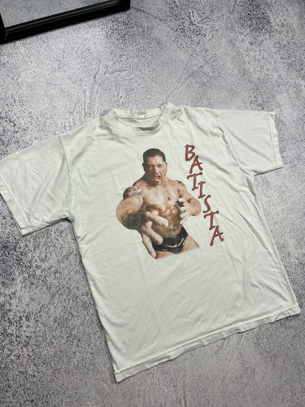 Vintage × WWE × WWF Vintage Batista WWE Rare White T-shirt Y2k Size US M / EU 48-50 / 2 - 4 Thumbnail
