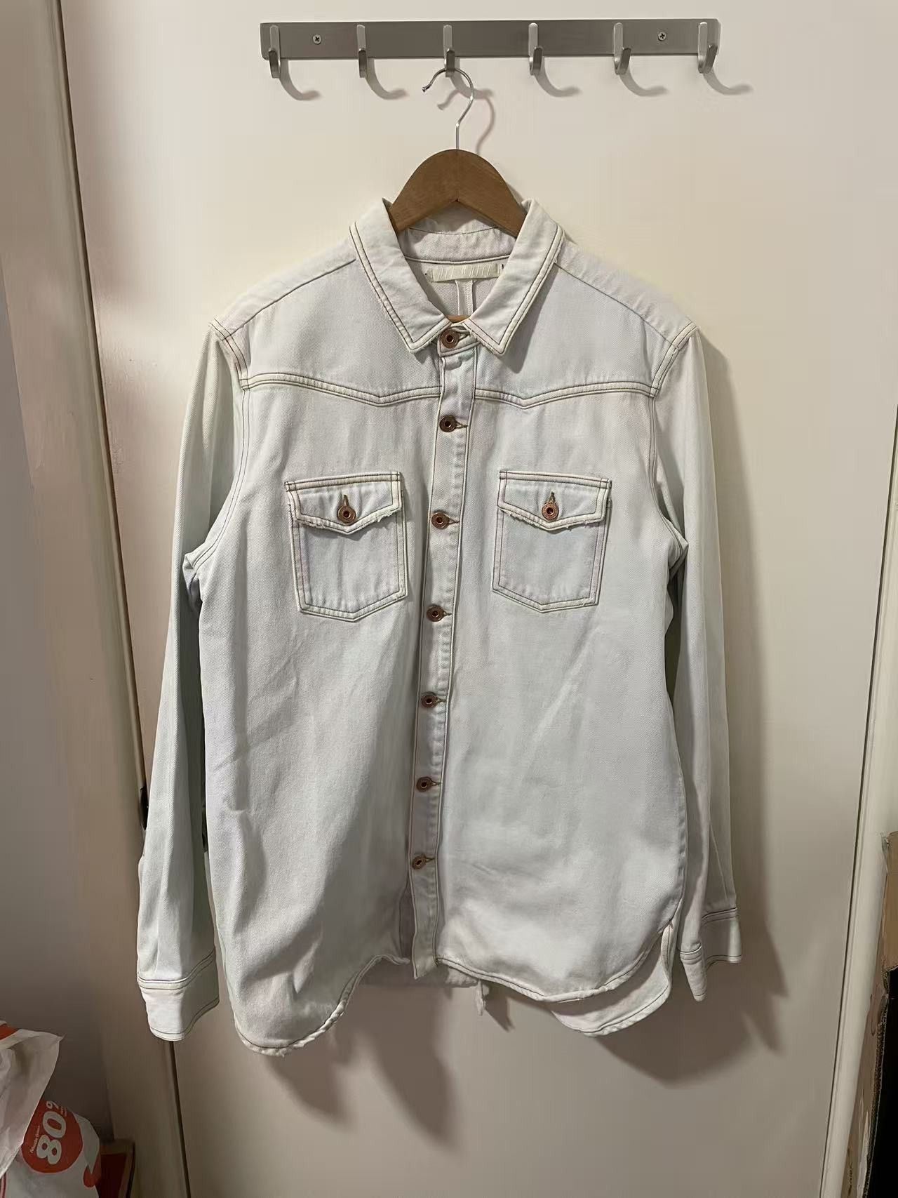 Off-White SS16 Eagle Embroidered Bleached Denim Overshirt Size US L / EU 52-54 / 3 - 2 Thumbnail