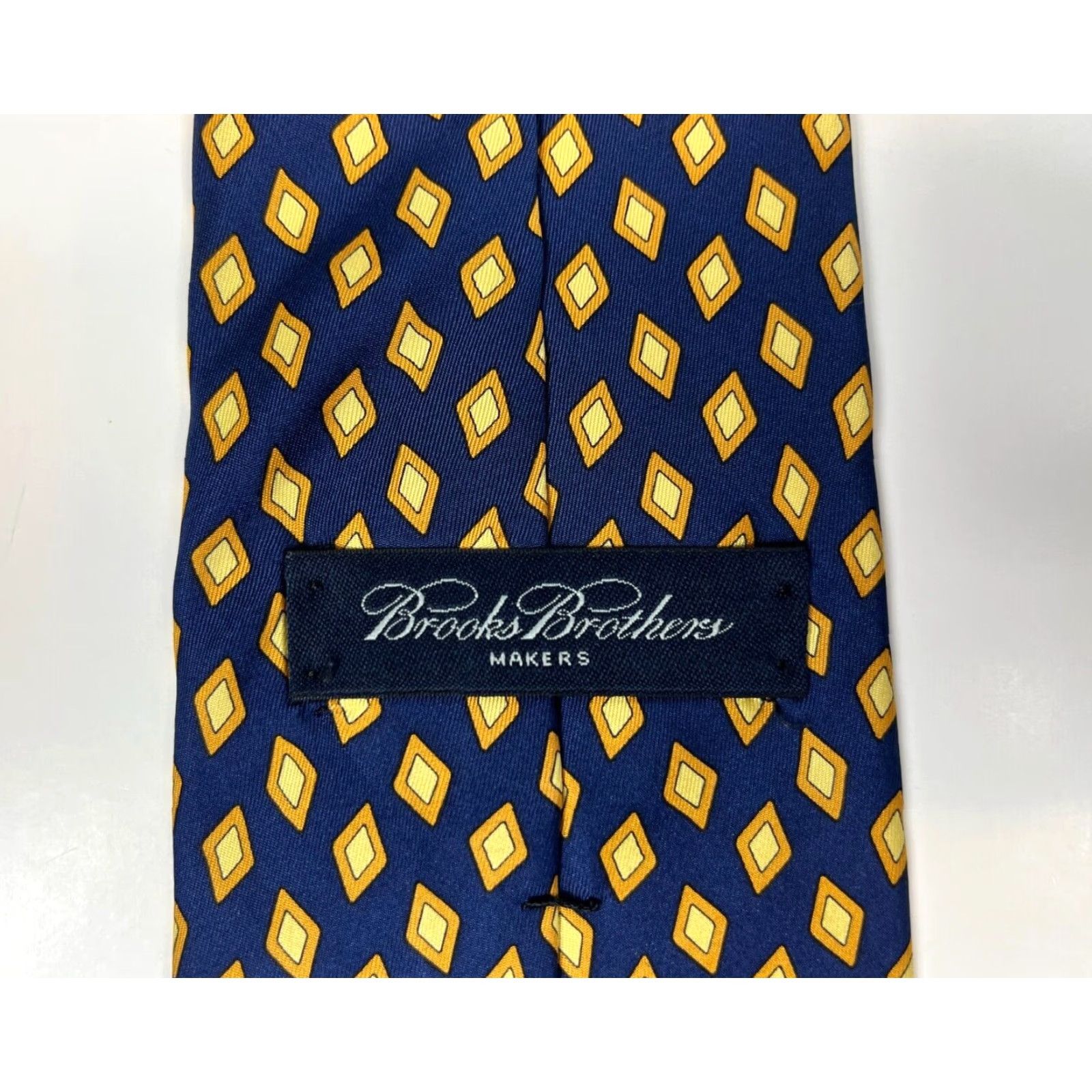 Brooks Brothers Brooks Brothers Makers Men's Luxury Silk Tie Geometric Navy Yellow 57.25" 3.75" Made in USA Colored Geometric Pattern Tie Mens Silk Old Navy? Size ONE SIZE - 7 Thumbnail