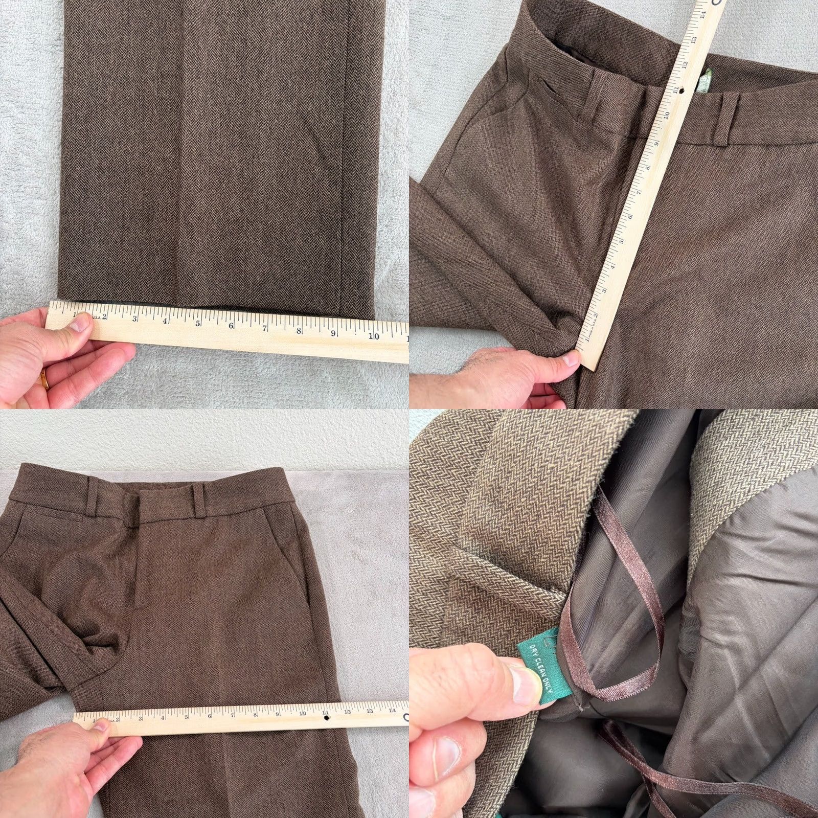 Ralph Lauren Ralph Lauren LRL Wool Herringbone Trouser Pants Women 6 Brown Wide Leg Preppy Dress Pants Vintage No Size 28" / US 6 / IT 42 - 8 Thumbnail