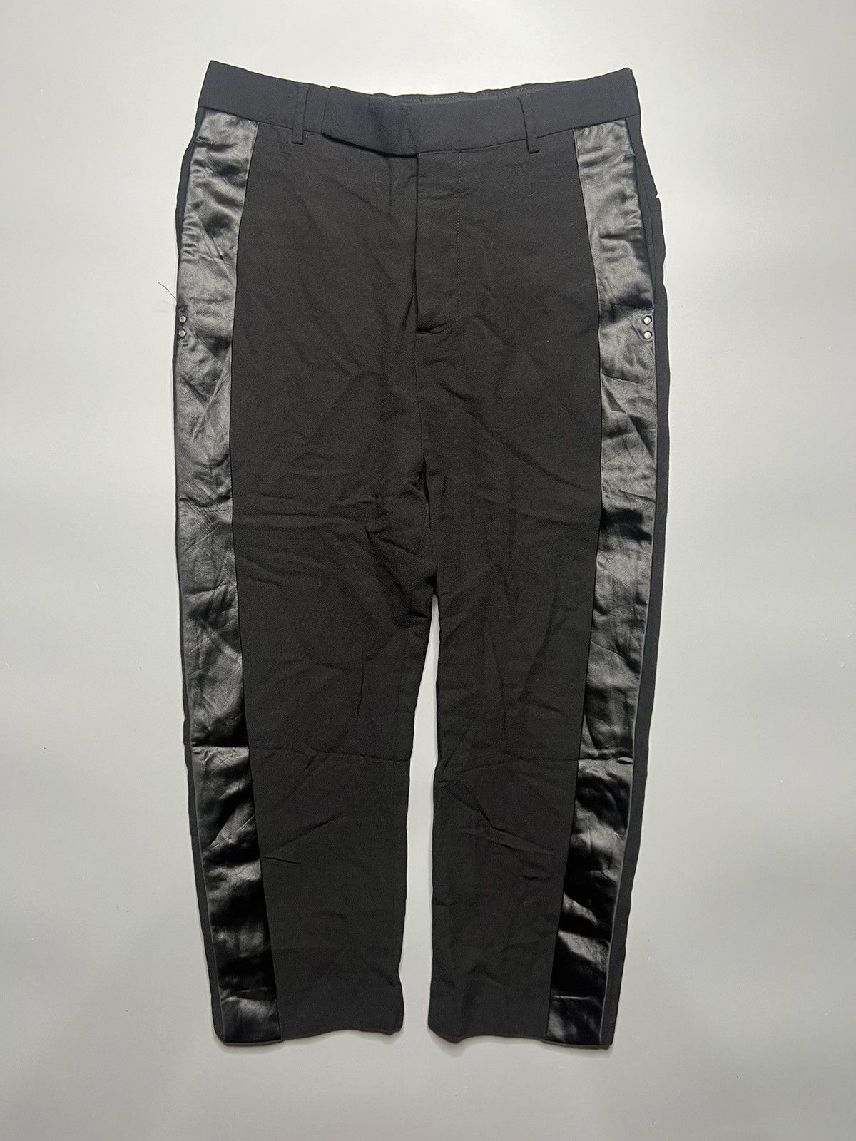 image of Rick Owens F/w 20 Satin Stripe Slim Astaires in Black, Women's (Size 26)