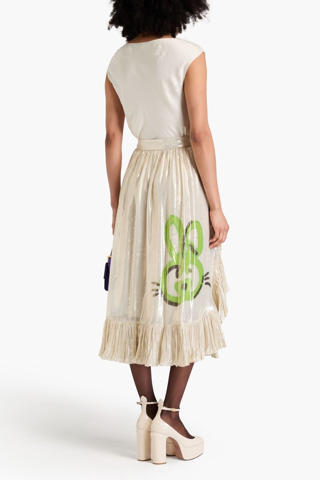 Gucci o1y0925 Metallic Midi Skirt in Multicolor Size 27" / US 4 / IT 40 - 3 Thumbnail