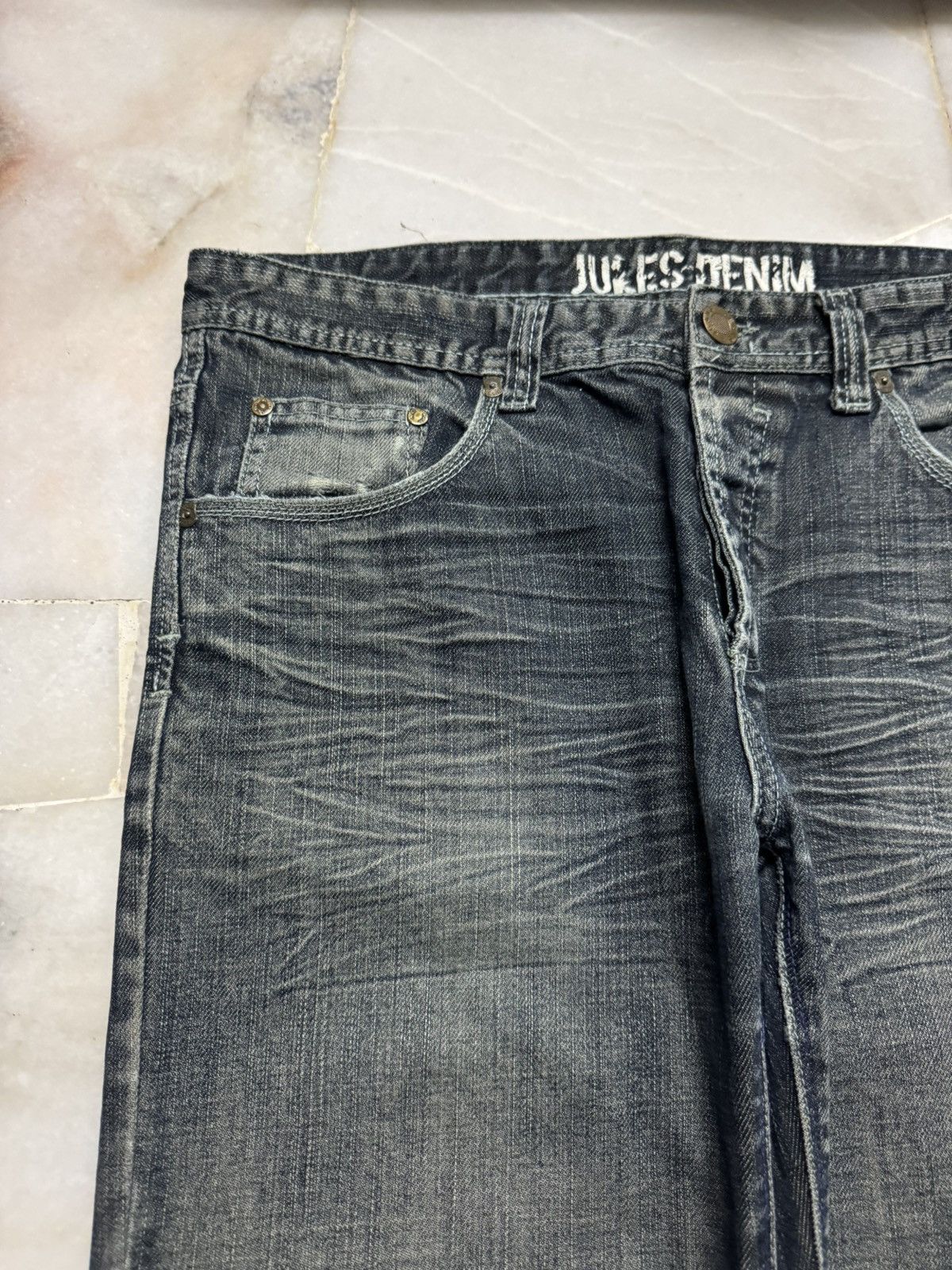 Japanese Brand 💥GRUNGE💥90's STYLE INSANE JULES CLAWMARK DISTRESS DARK JEANS Size US 33 - 5 Thumbnail