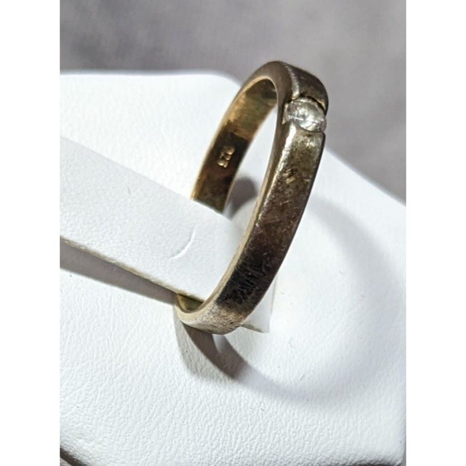 Other Minimalist Gold Tone Over Sterling Silver Single Cubic Zirco Size ONE SIZE - 2 Thumbnail