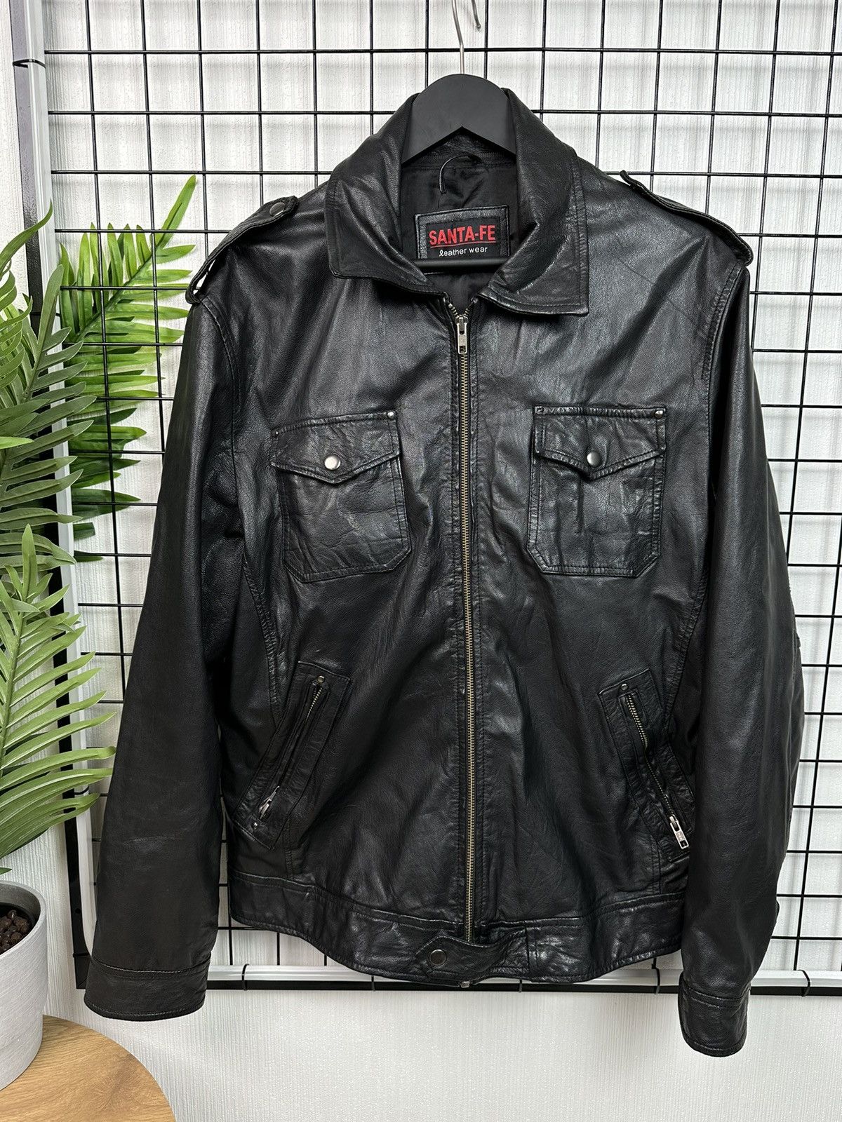 Vintage Leather Jacket Santa-Fe Vintage Men XL Black Size US XL / EU 56 / 4 - 9 Thumbnail