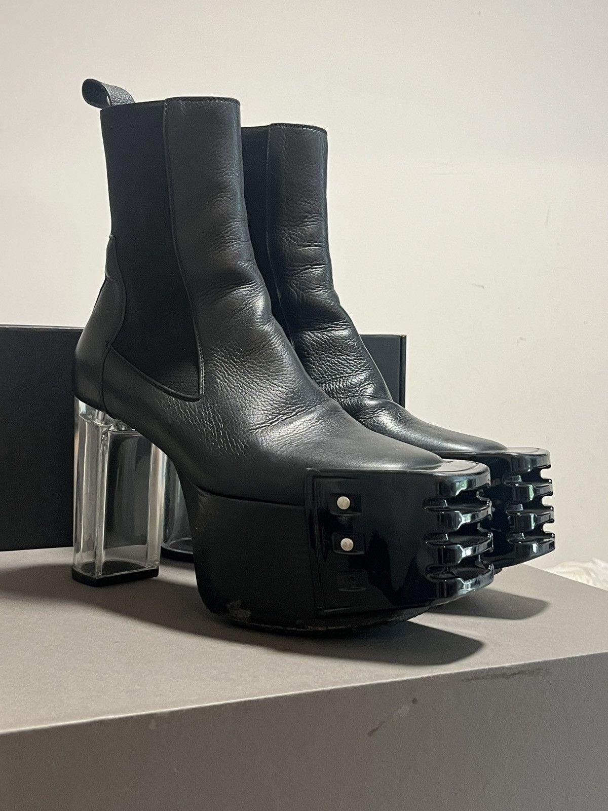 Rick Owens Fogachine Fog Pocket Moto Bevel Heeled Platform