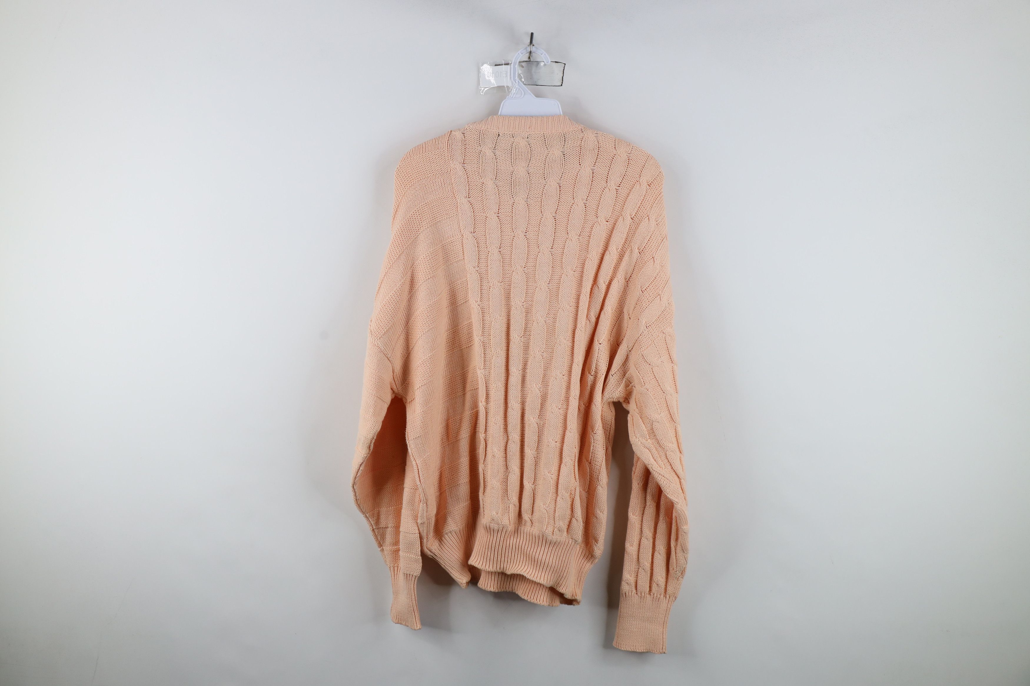 Vintage Vintage 90s Streetwear Cotton Chunky Cable Knit Sweater Pink Size US L / EU 52-54 / 3 - 10 Thumbnail