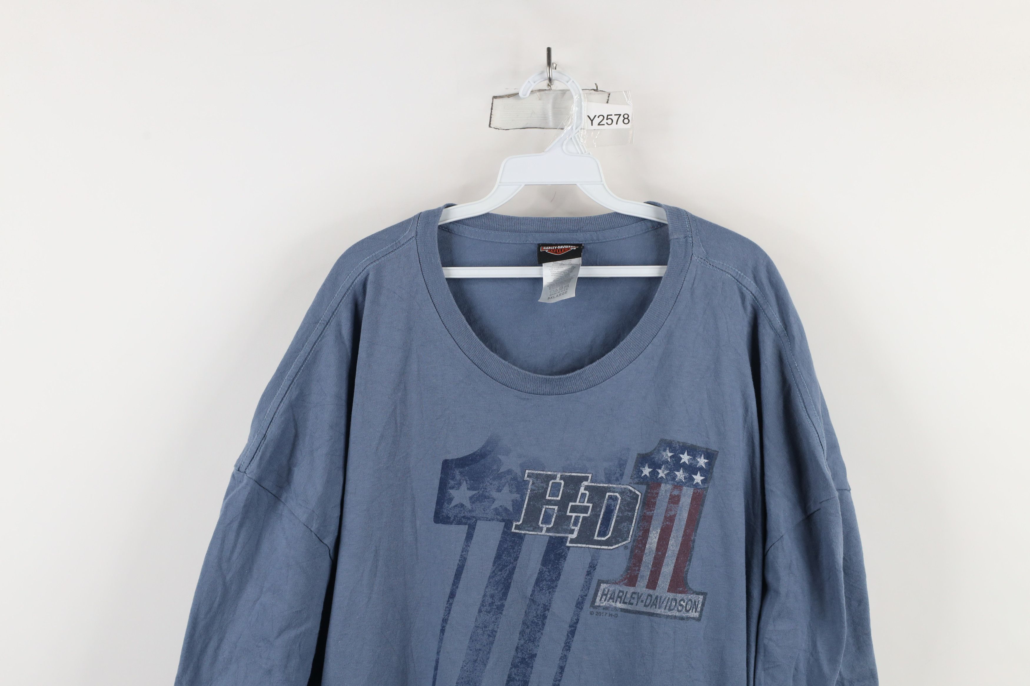 Harley Davidson × Vintage Vintage Y2K Harley Davidson Spell Big Logo T-Shirt Blue USA Size US XXL / EU 58 / 5 - 2 Thumbnail