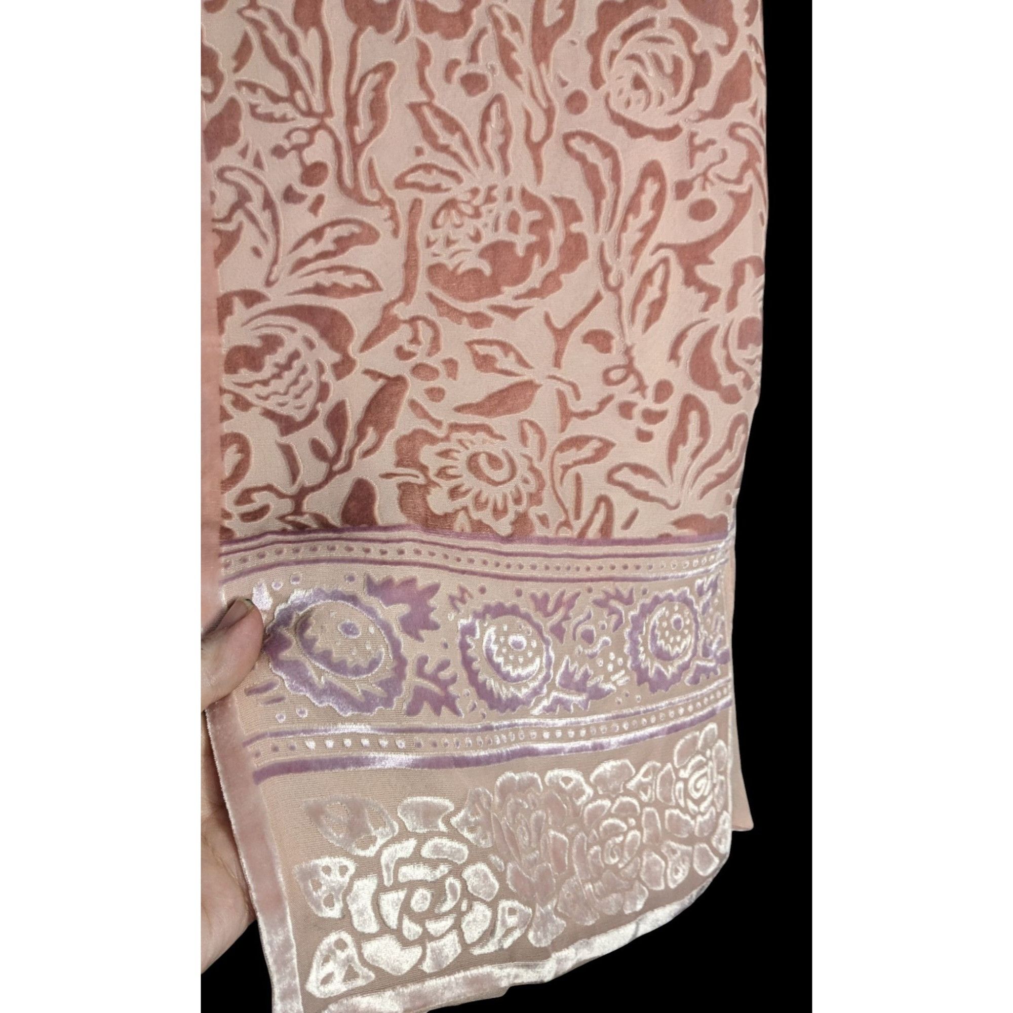 Oscar De La Renta Oscar De La Renta Vintage Coquette Burnout Velvet Floral Sca Size ONE SIZE - 4 Thumbnail