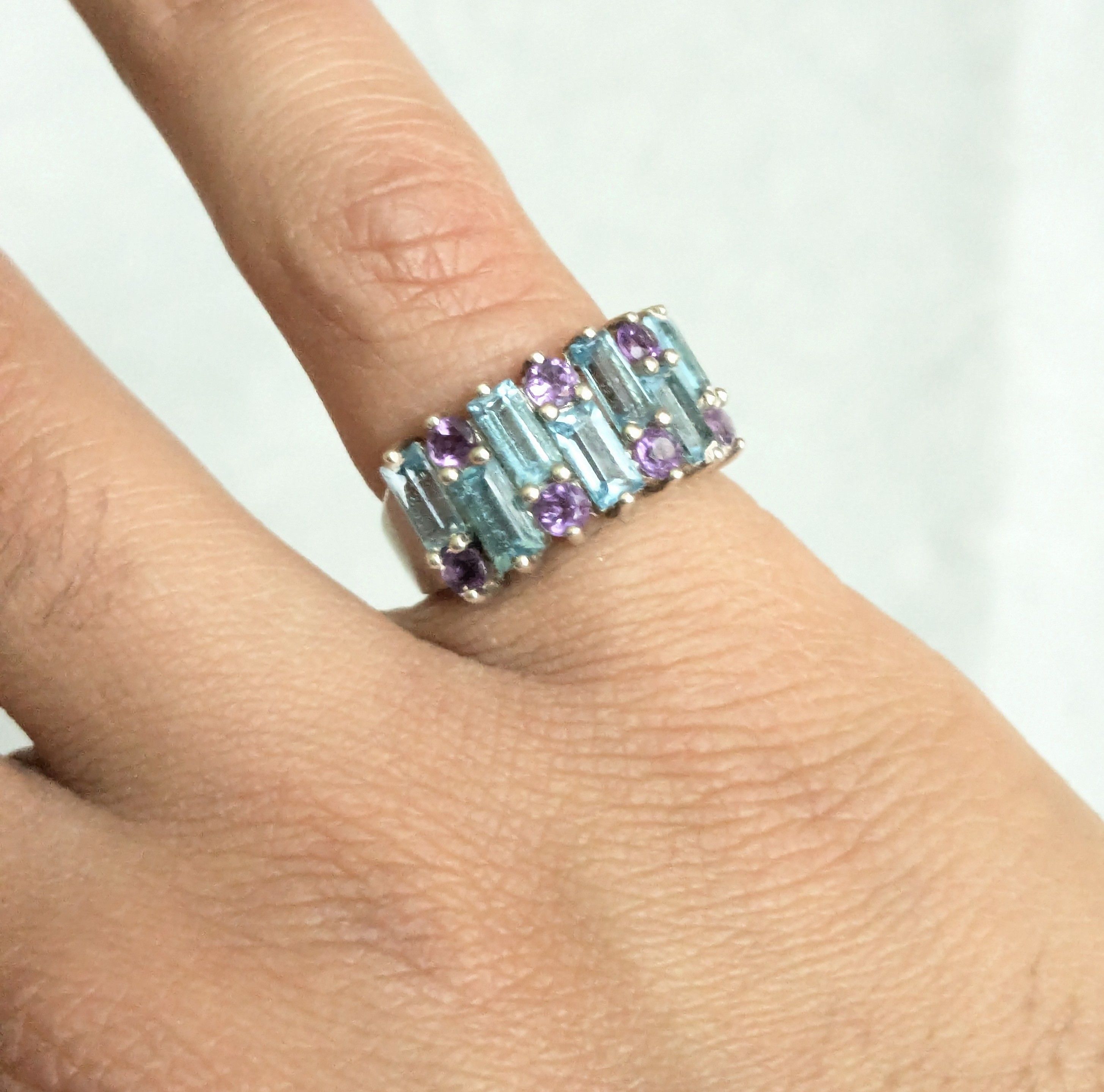 Jewelry Sterling Silver Ring Blue Topaz Amethyst Size 6 Size ONE SIZE - 8 Thumbnail