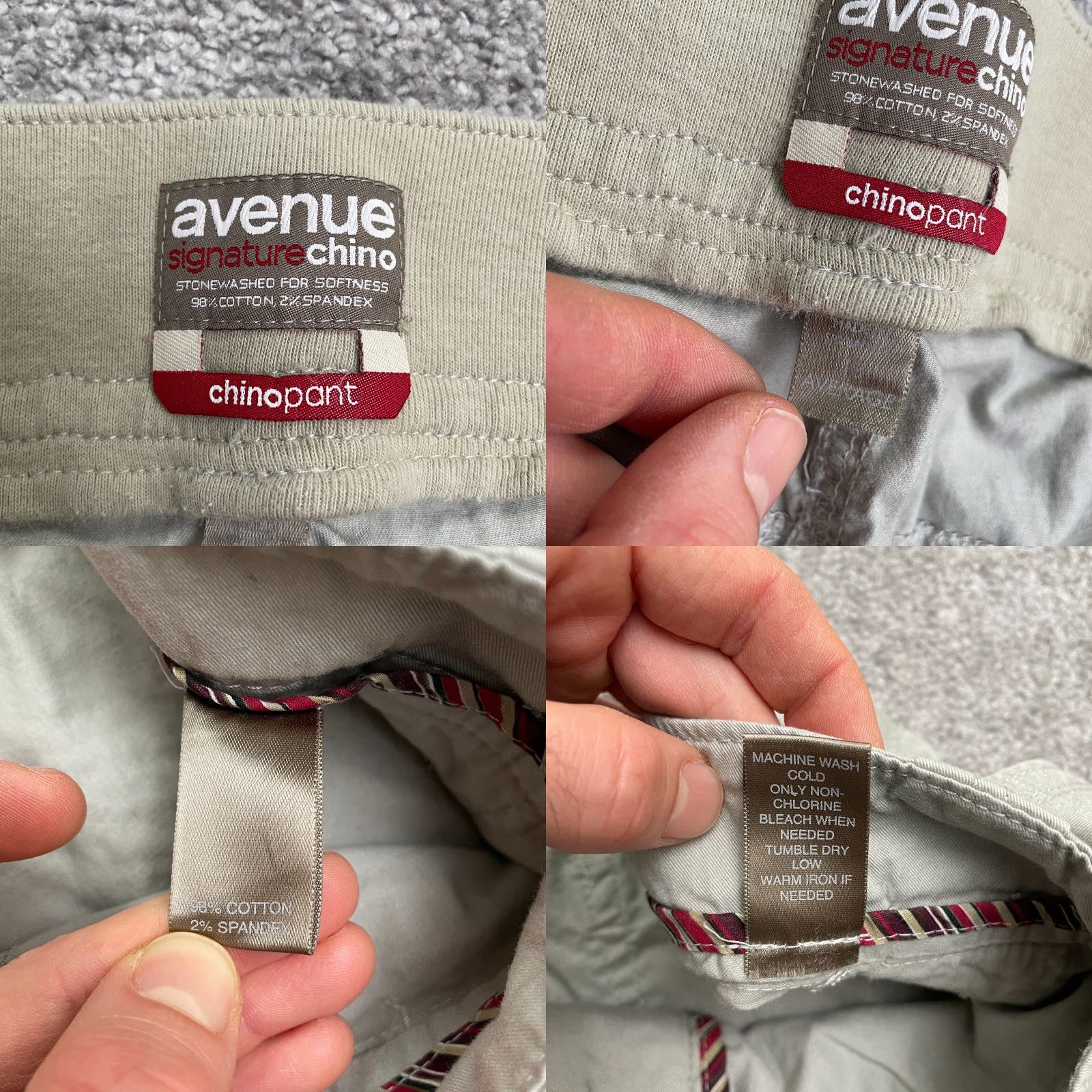 Avenue Avenue Signature Pants Womens 18 Beige Chino Wide Leg Mid Rise Pockets 41x29 Size 40" / US 18 - 8 Thumbnail