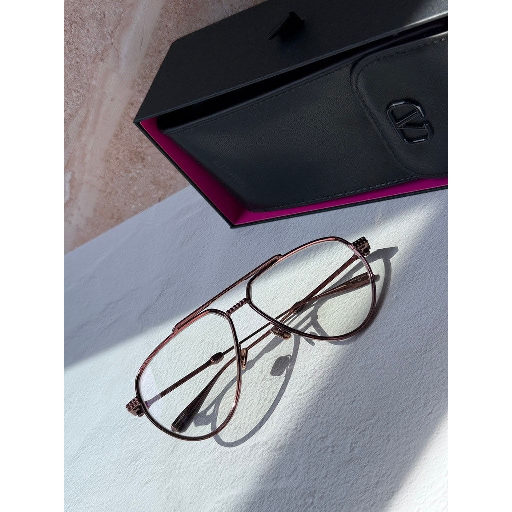 Valentino NEW Valentino VLX133-C Rose Gold Metal Pilot Aviator Frames Size ONE SIZE - 2 Thumbnail