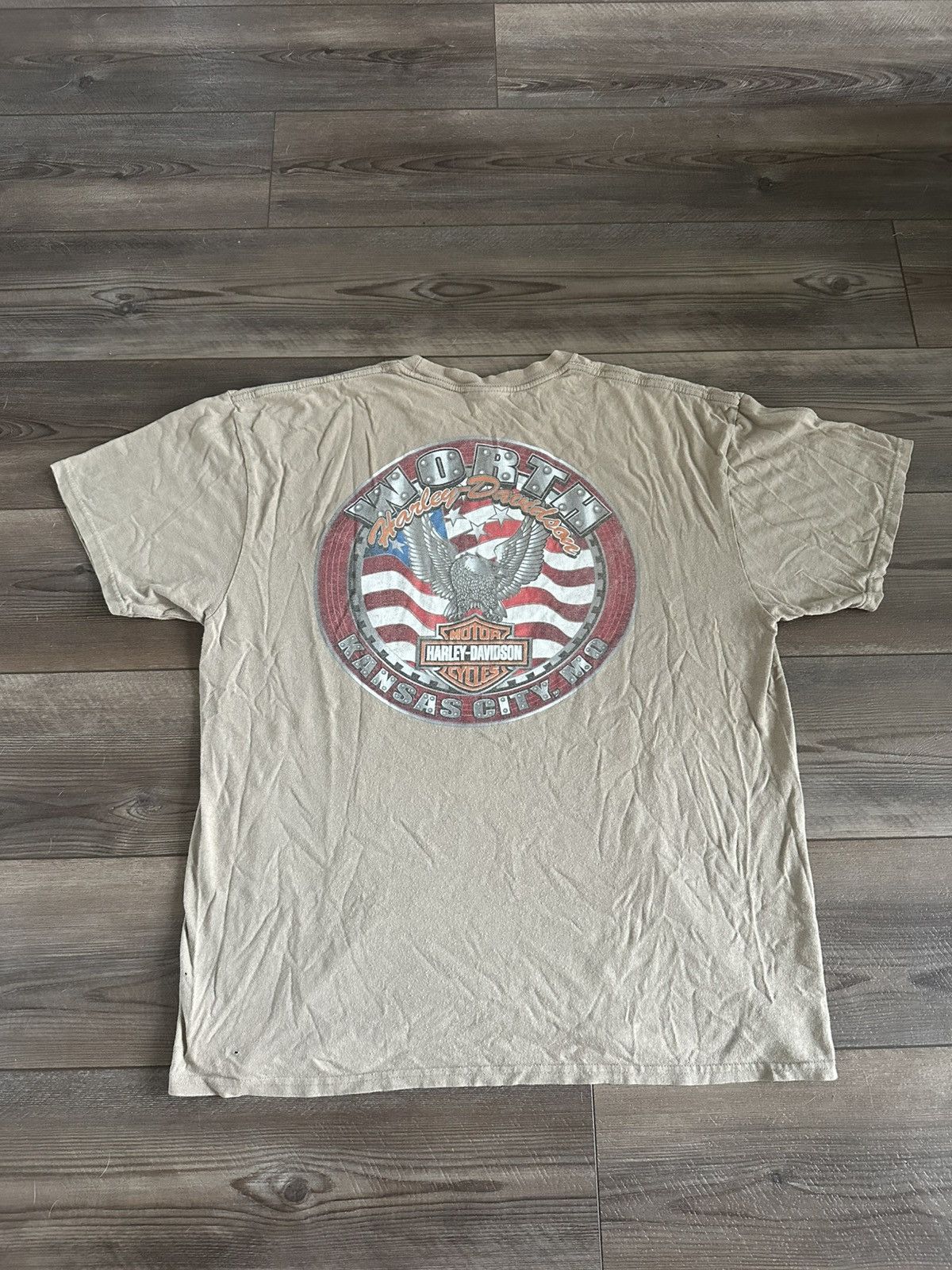 Harley Davidson × Vintage Vintage Y2K Harley-Davidson Worth Kansas City, Mo Eagle Tee Size US L / EU 52-54 / 3 - 1 Thumbnail