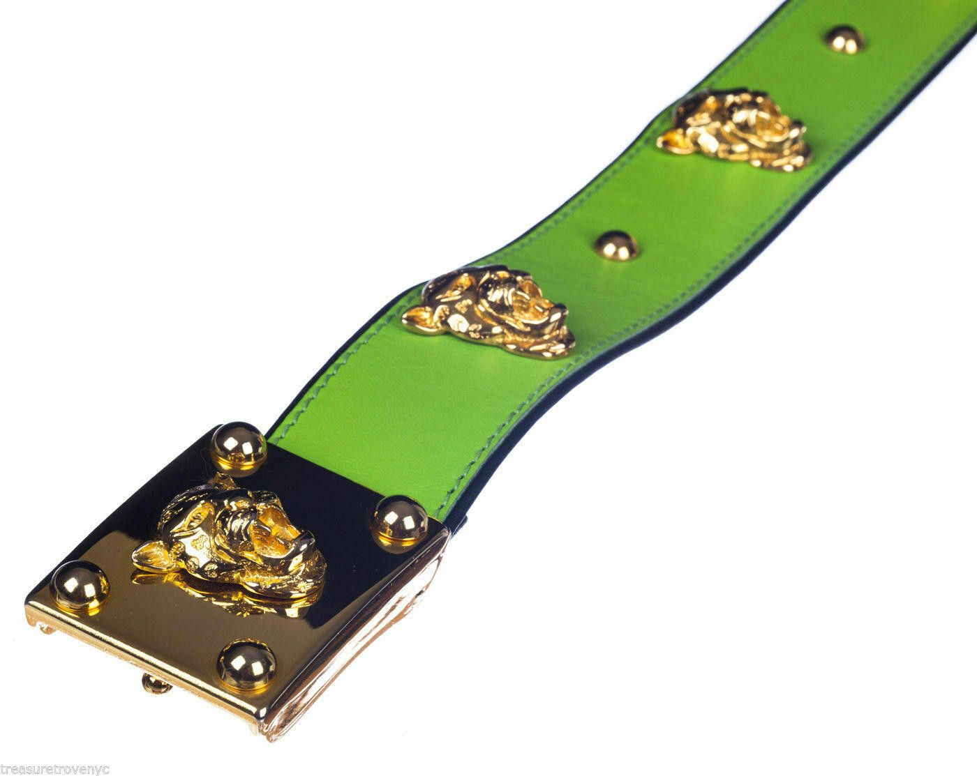 Escada GREEN LEATHER W PANTHER GOLD TONE DETAILING-MADE IN GERMANY Size ONE SIZE - 3 Thumbnail