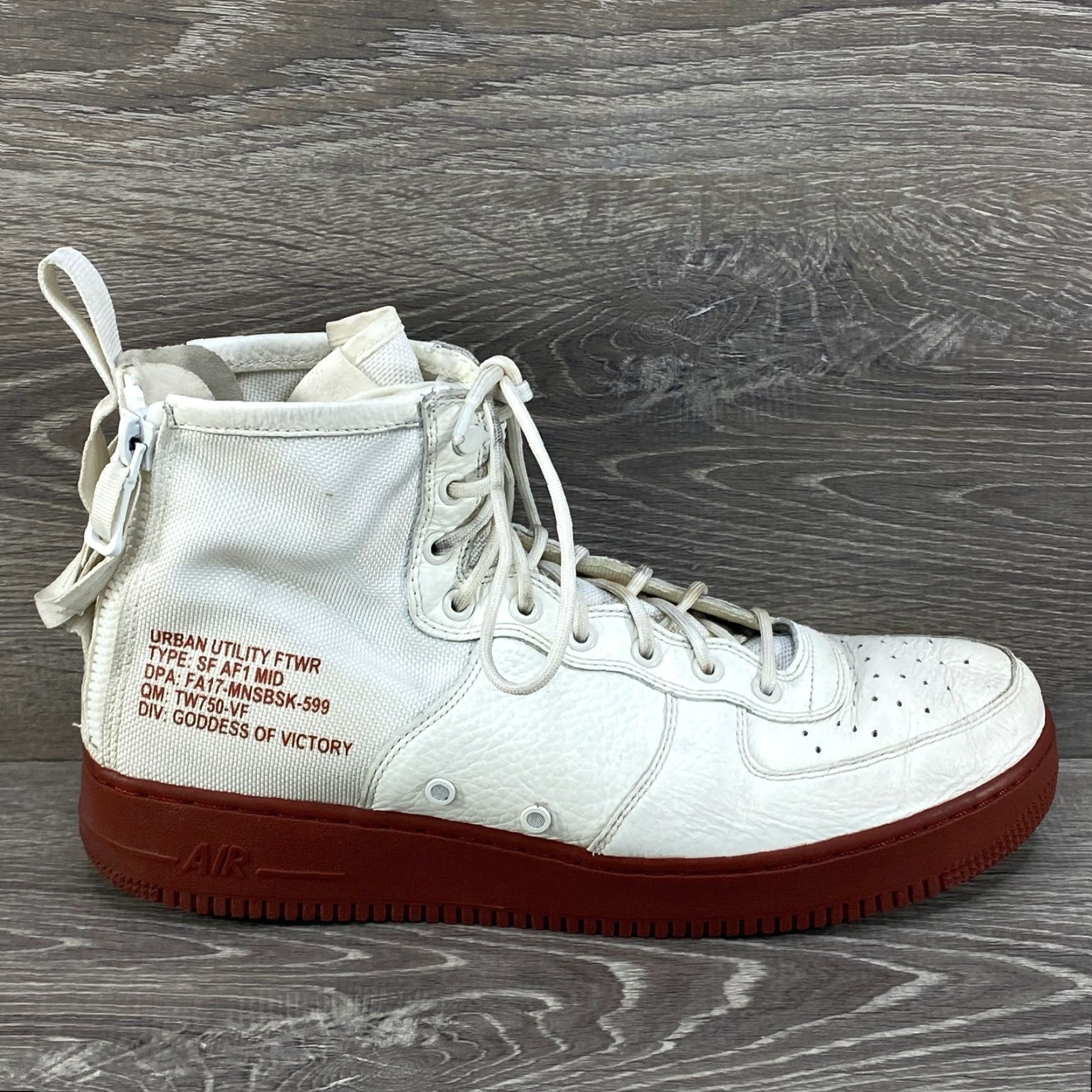 Nike Nike SF Air Force 1 Mens Mid 12 Ivory White Leather Canvas Red Mars White Boot Shoe Size US 11 / EU 44 - 2 Thumbnail