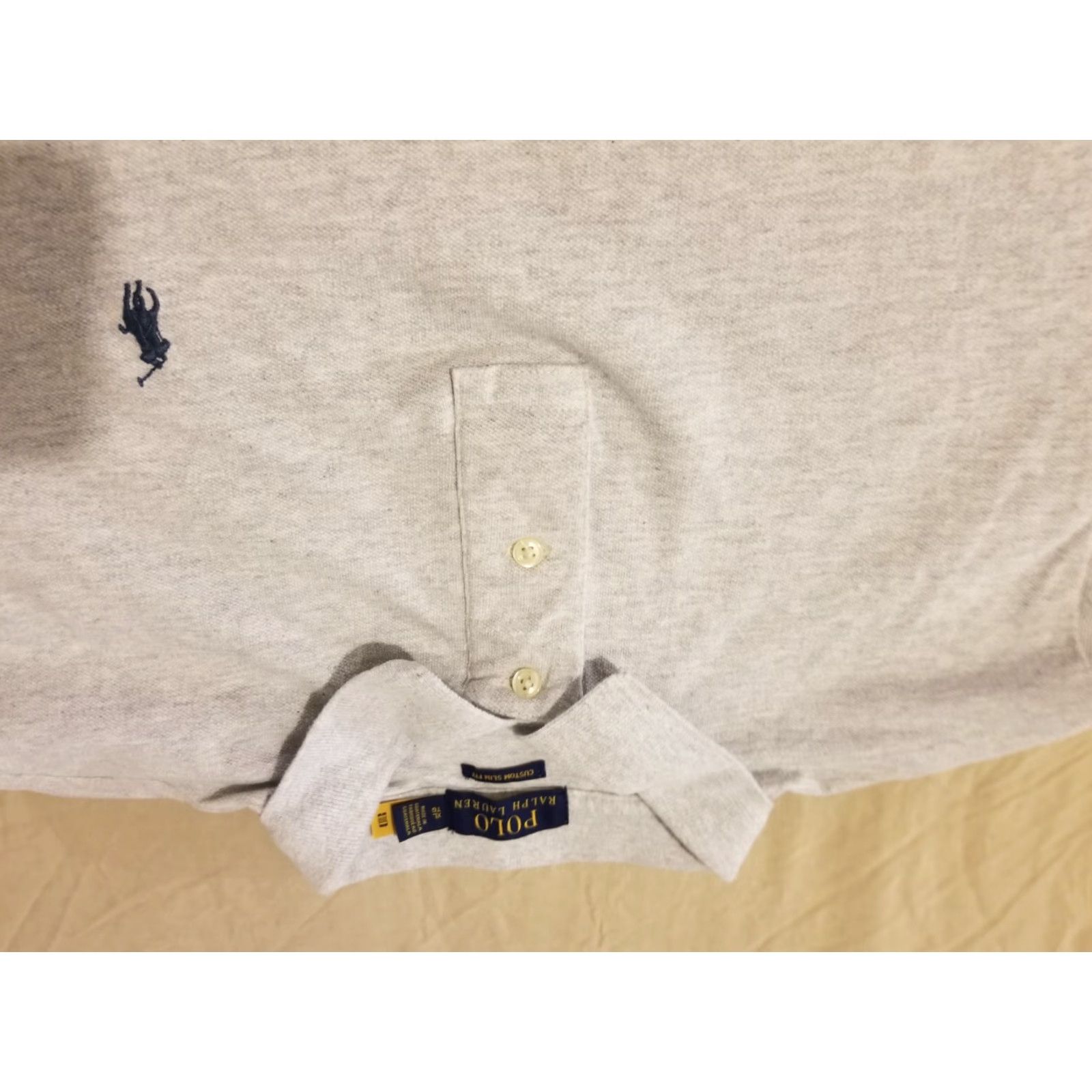 Polo Ralph Lauren Polo Ralph Lauren Polo Shirt XL Mens Gray Cotton Slim Custom Size US XL / EU 56 / 4 - 2 Thumbnail